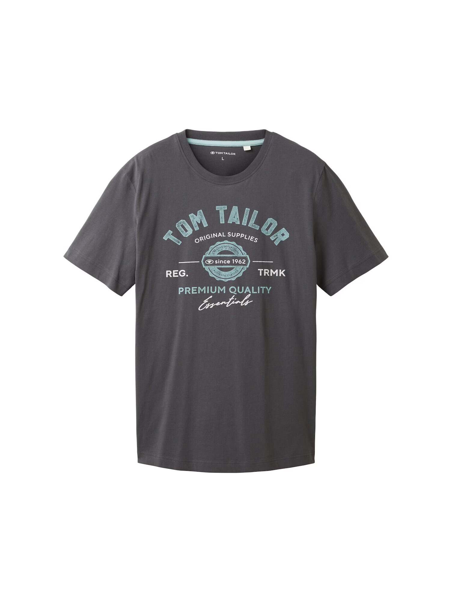 TOM TAILOR Tricou turcoaz / gri deschis / gri închis - Pled.ro