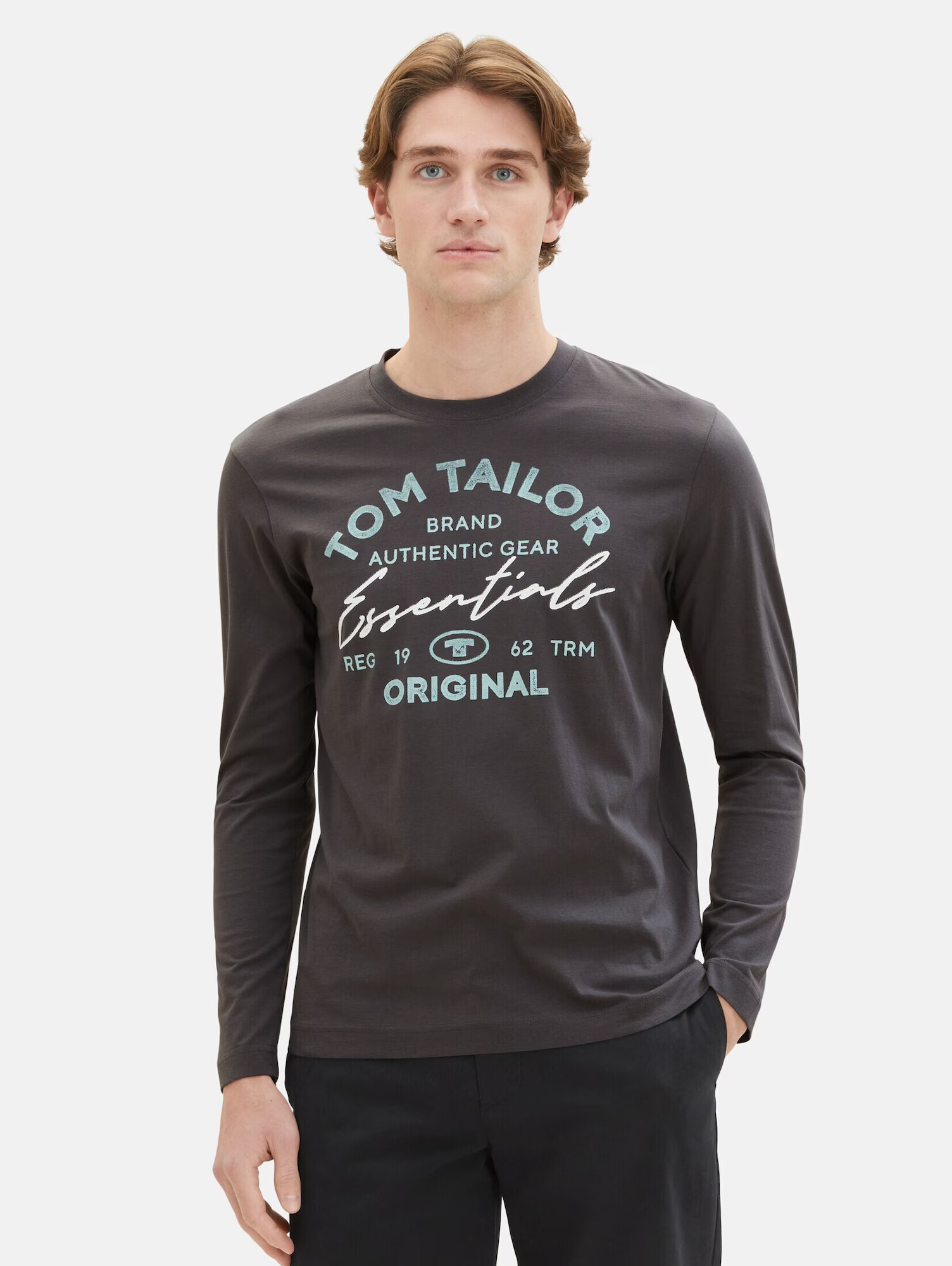 TOM TAILOR Tricou turcoaz / gri metalic / alb - Pled.ro