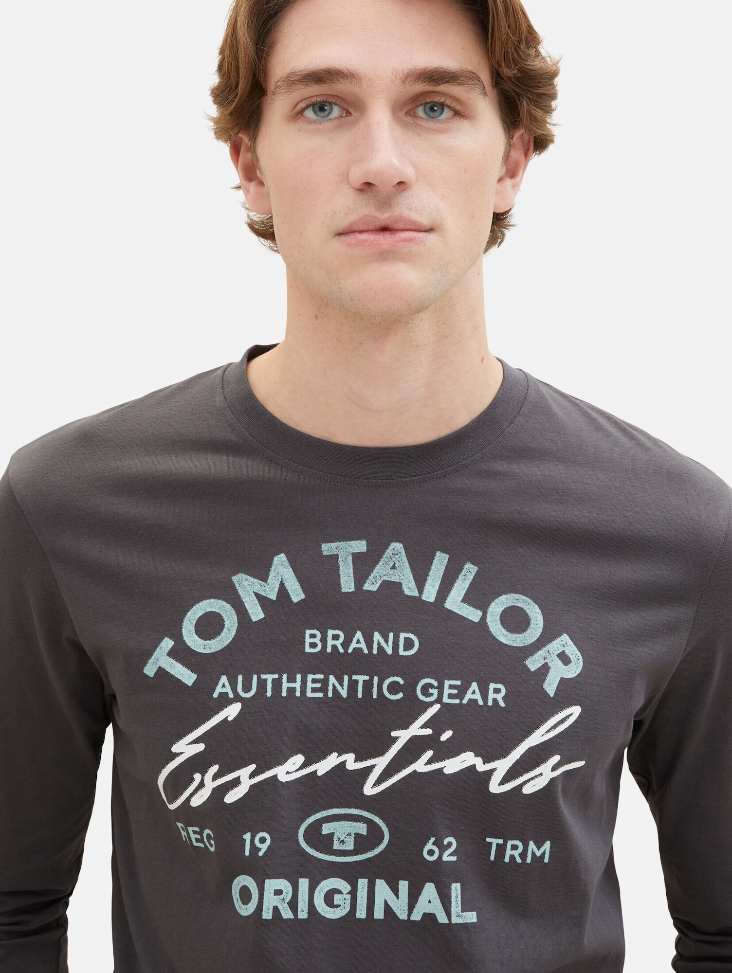 TOM TAILOR Tricou turcoaz / gri metalic / alb - Pled.ro