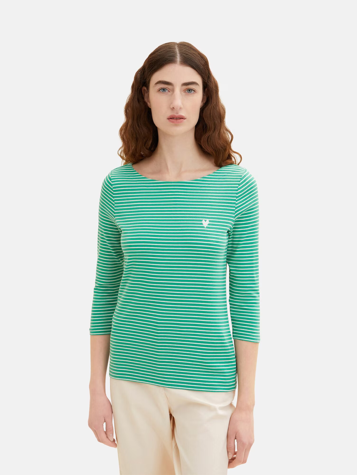 TOM TAILOR Tricou verde / alb - Pled.ro