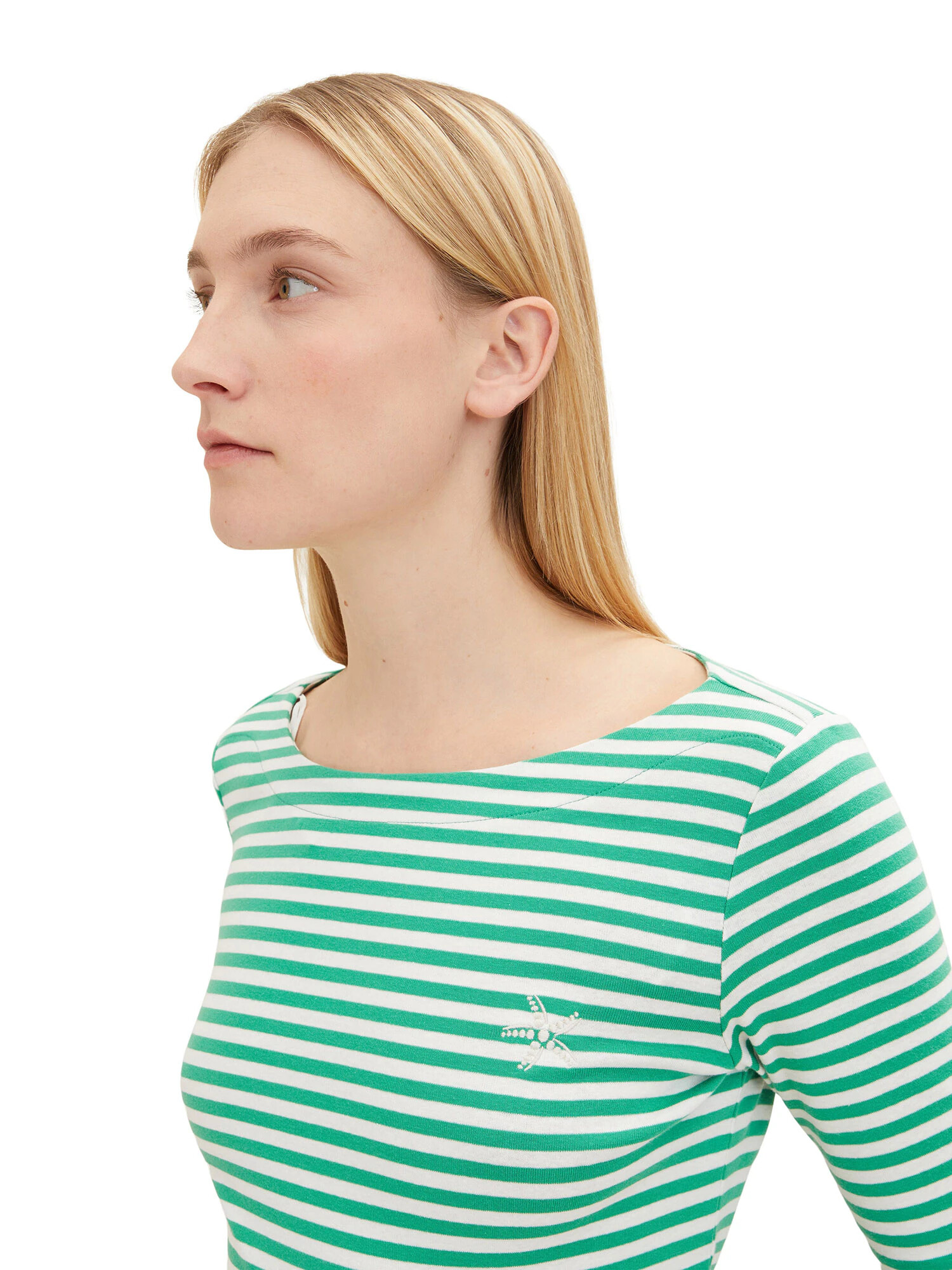 TOM TAILOR Tricou verde / alb - Pled.ro