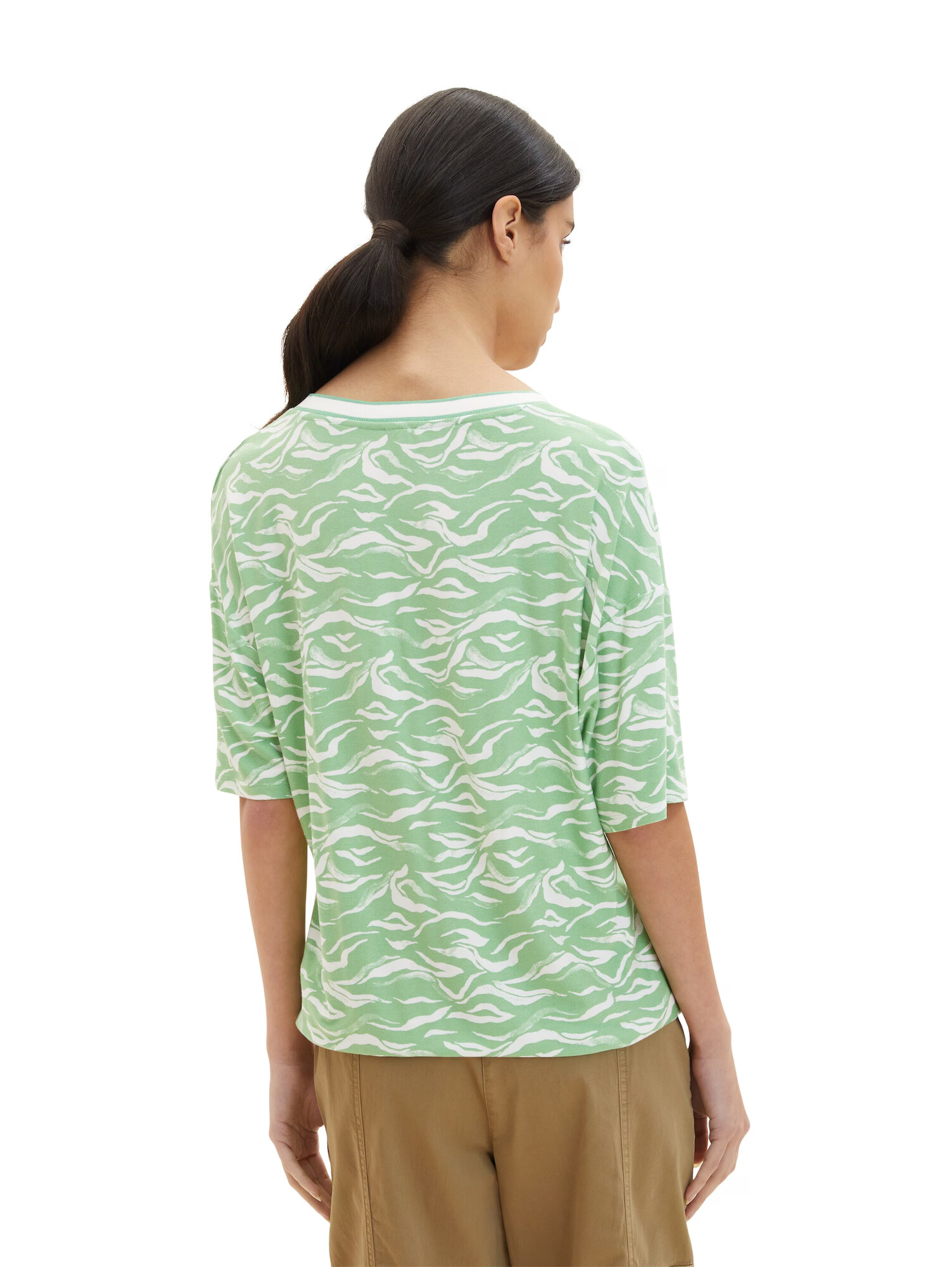 TOM TAILOR Tricou verde deschis / alb - Pled.ro