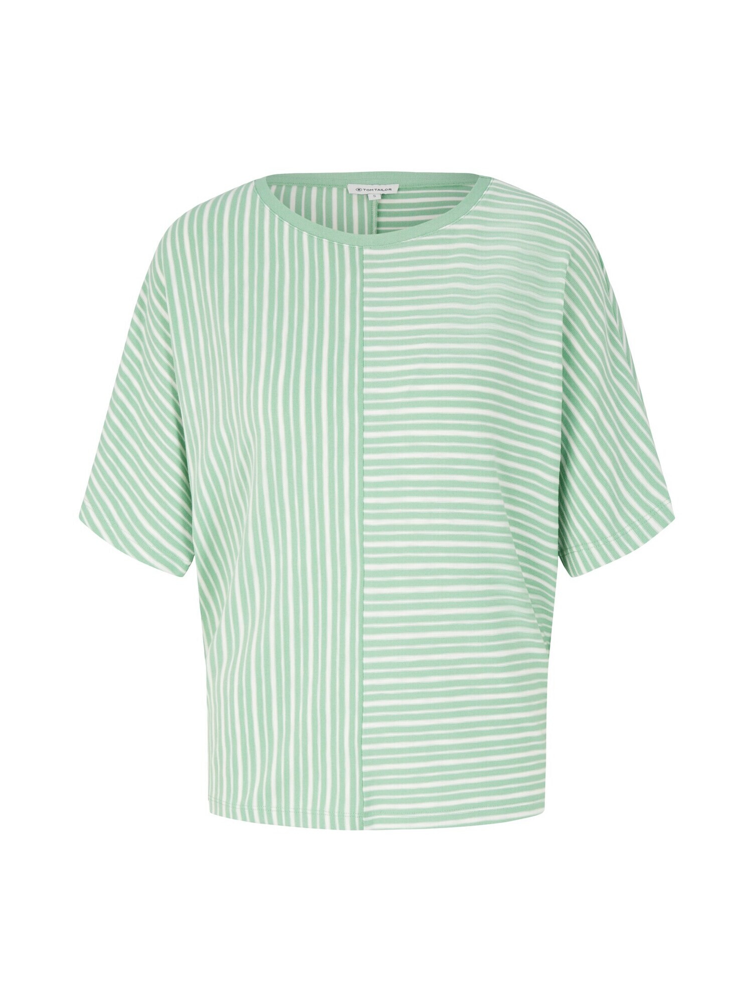 TOM TAILOR Tricou verde deschis / alb - Pled.ro