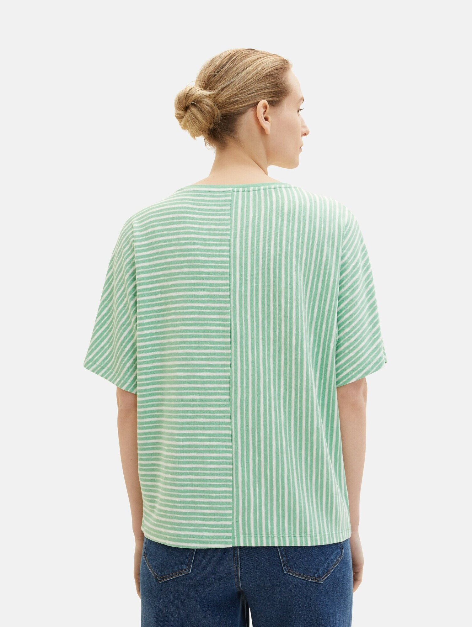 TOM TAILOR Tricou verde deschis / alb - Pled.ro