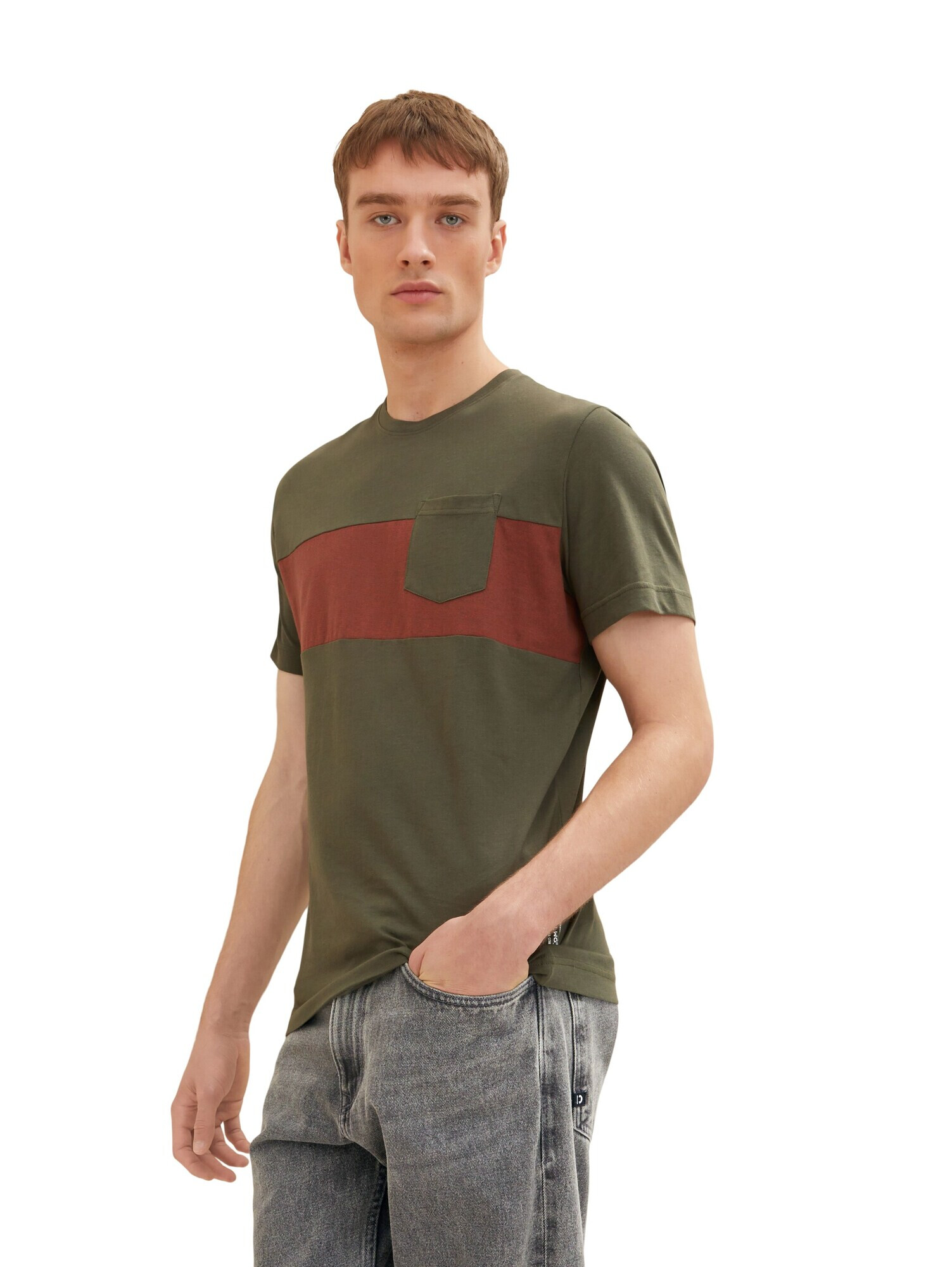 TOM TAILOR Tricou verde închis / roşu închis - Pled.ro