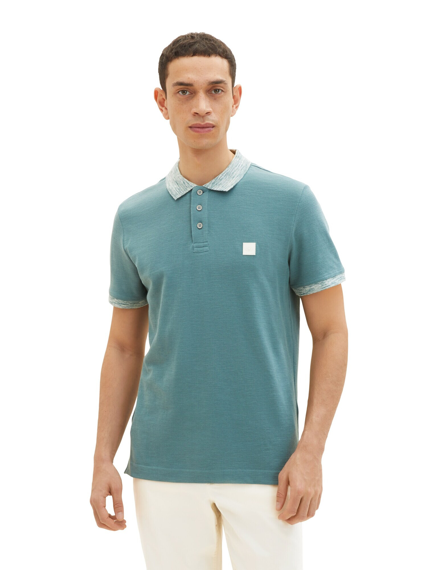 TOM TAILOR Tricou verde petrol / alb - Pled.ro