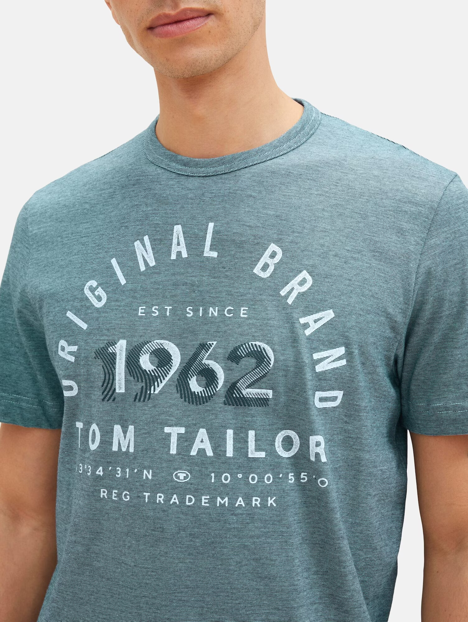 TOM TAILOR Tricou verde petrol / negru / alb - Pled.ro