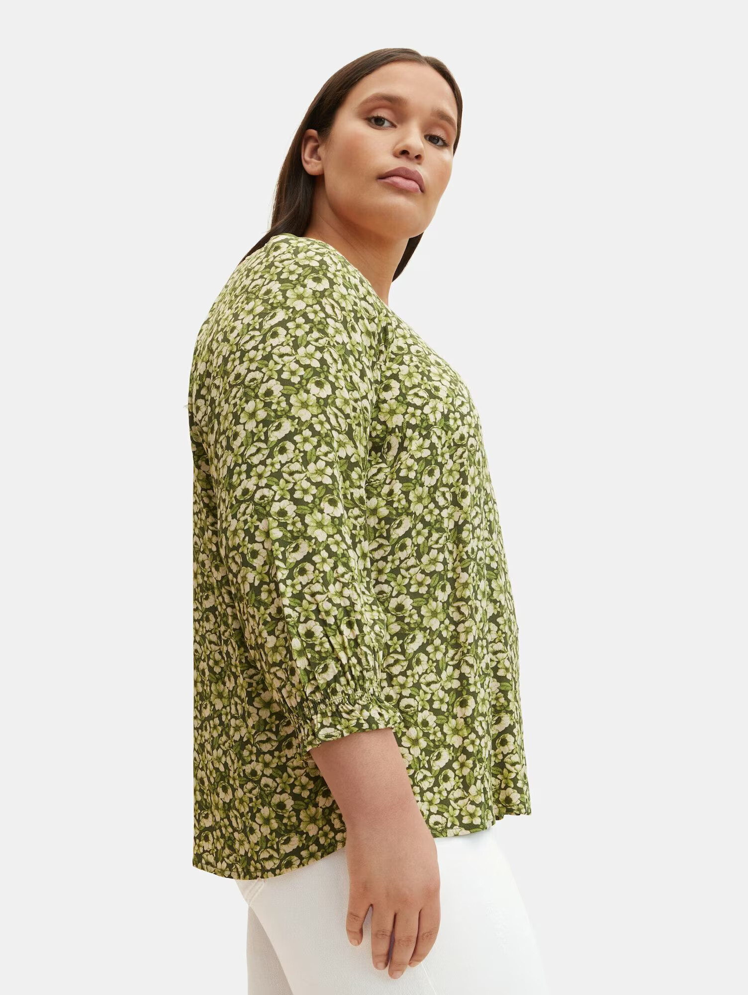 Tom Tailor Women + Bluză crem / verde deschis - Pled.ro