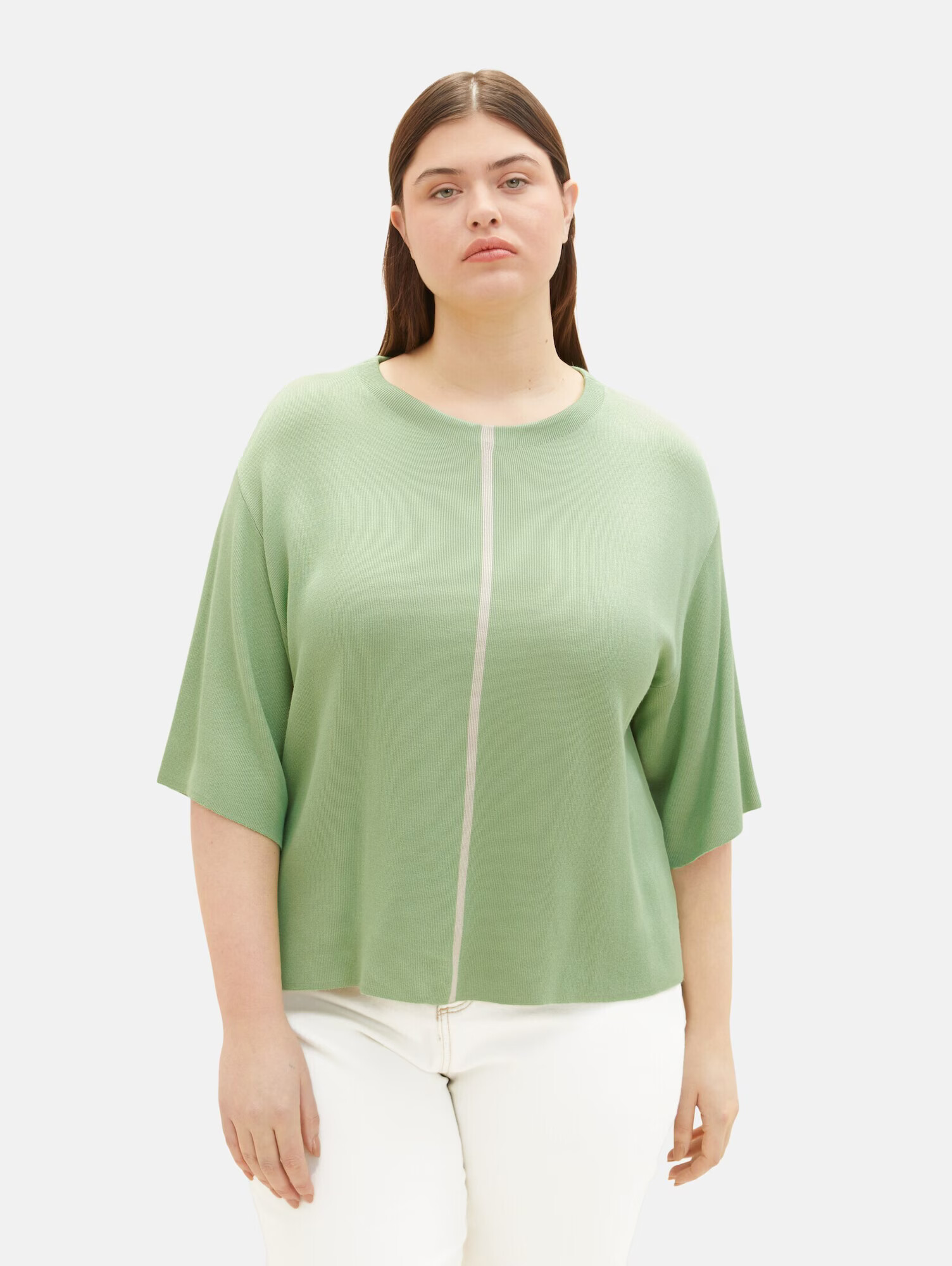 Tom Tailor Women + Pulover ecru / verde măr - Pled.ro