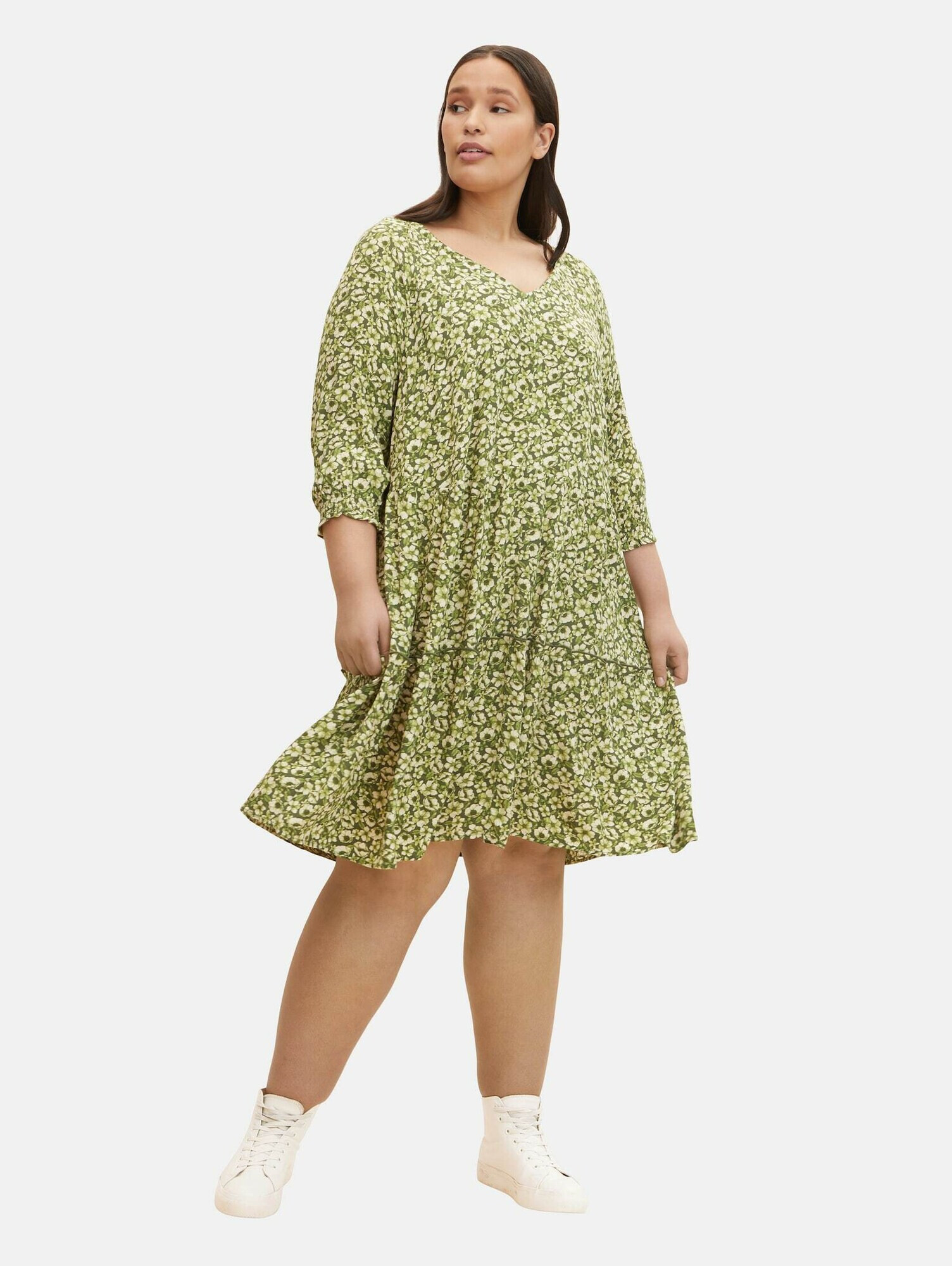 Tom Tailor Women + Rochie oliv / verde deschis / alb - Pled.ro