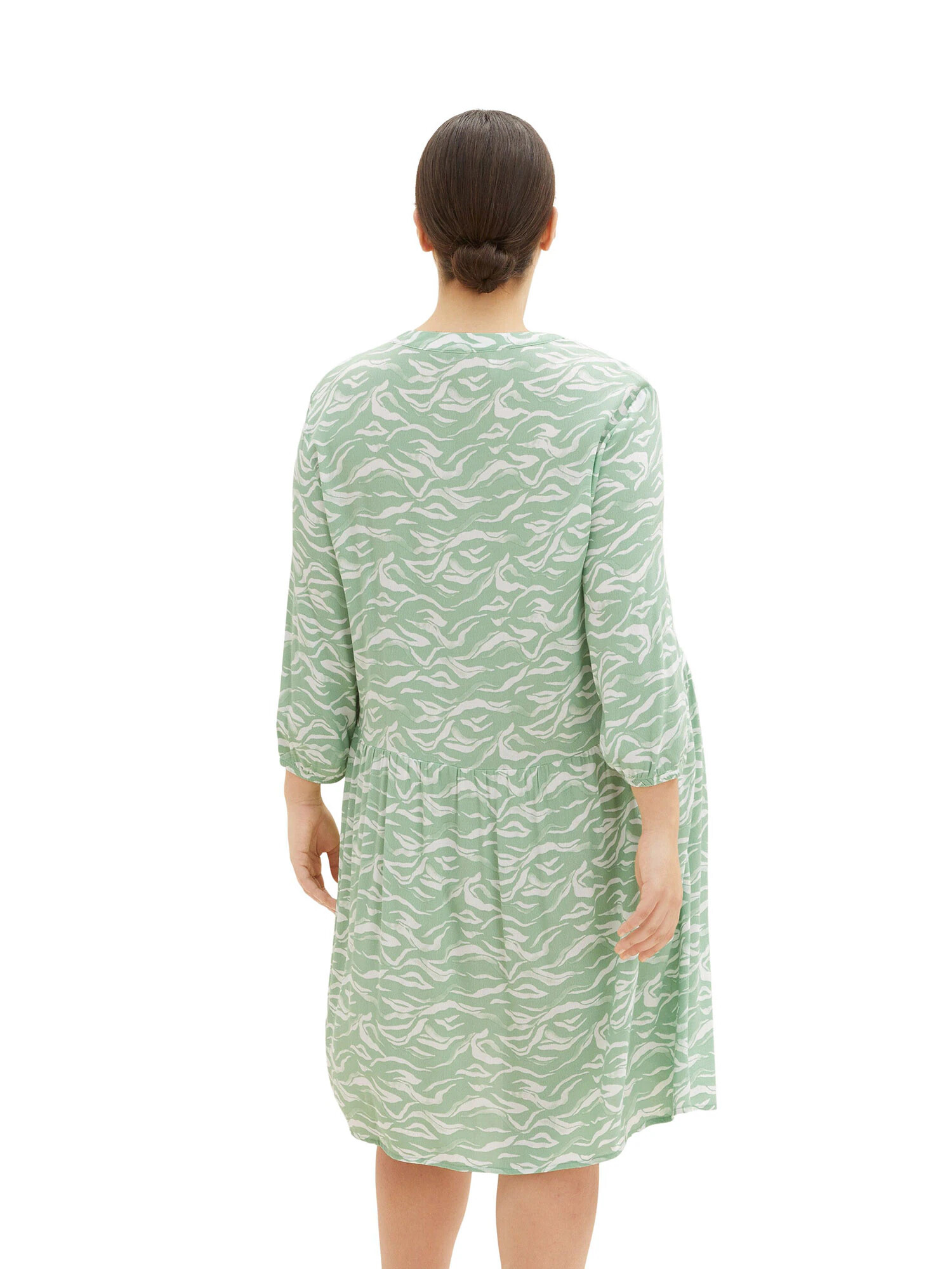 Tom Tailor Women + Rochie tip bluză verde deschis / alb - Pled.ro