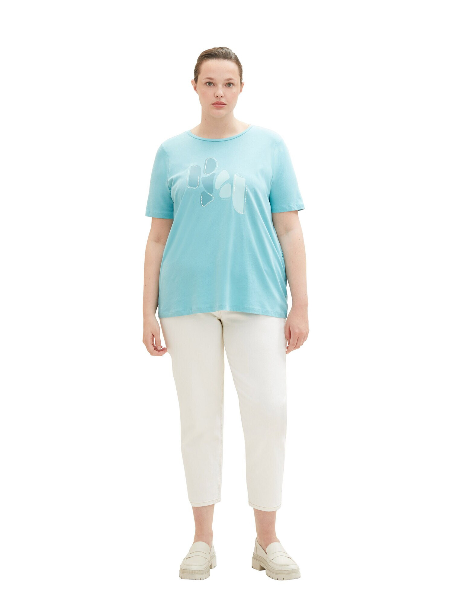 Tom Tailor Women + Tricou albastru deschis / alb - Pled.ro