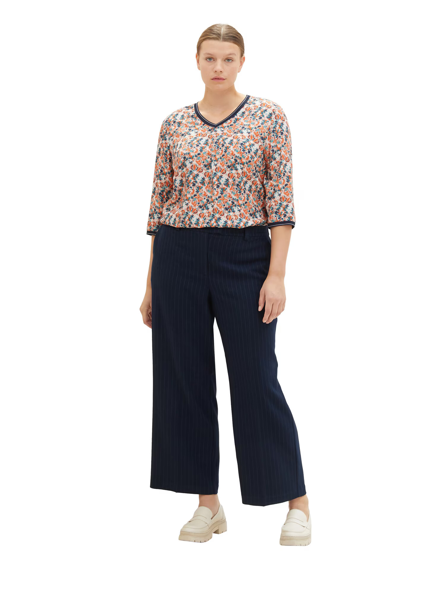 Tom Tailor Women + Tricou bleumarin / turcoaz / gri deschis / corai - Pled.ro