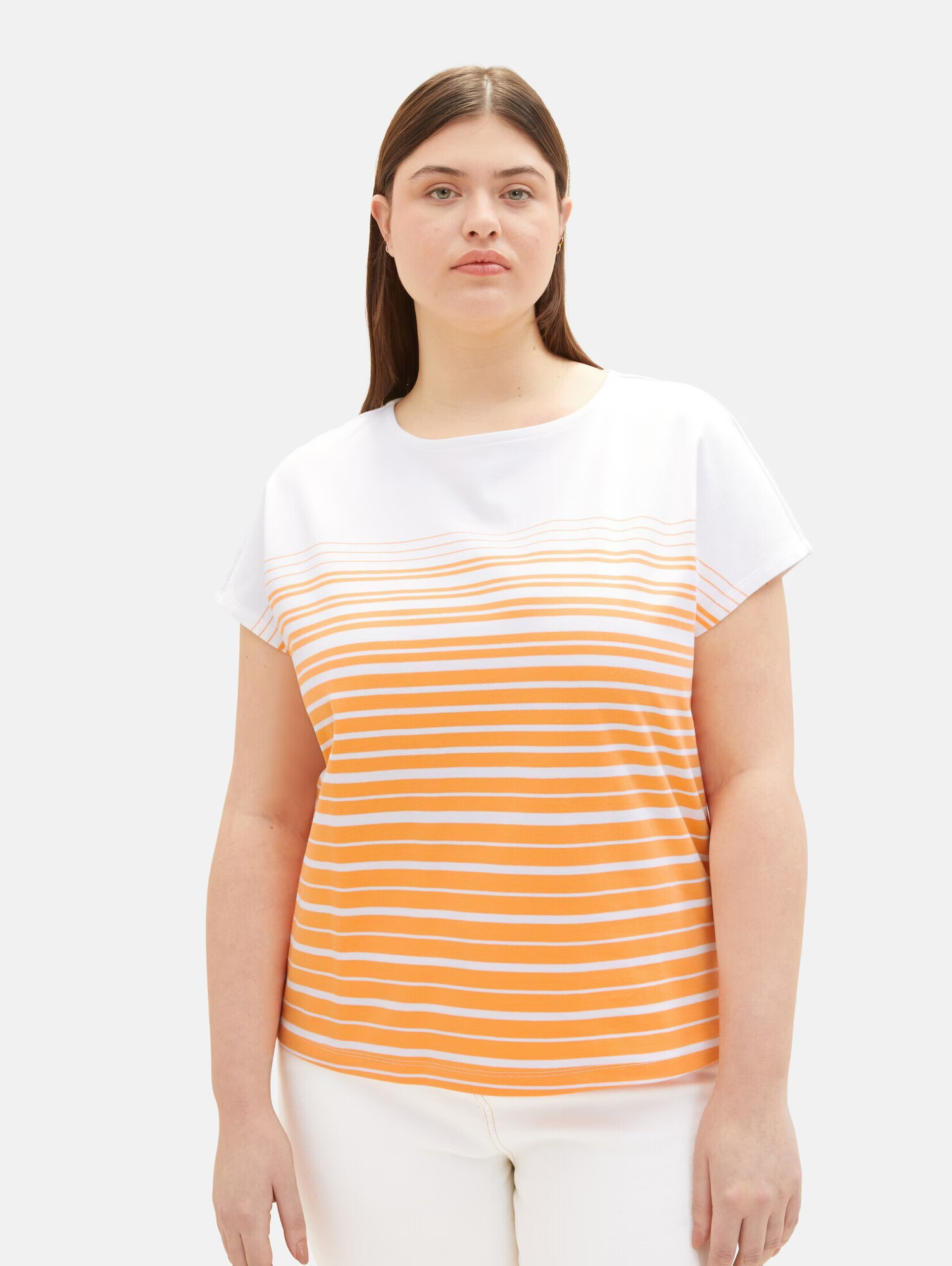 Tom Tailor Women + Tricou portocaliu / alb - Pled.ro