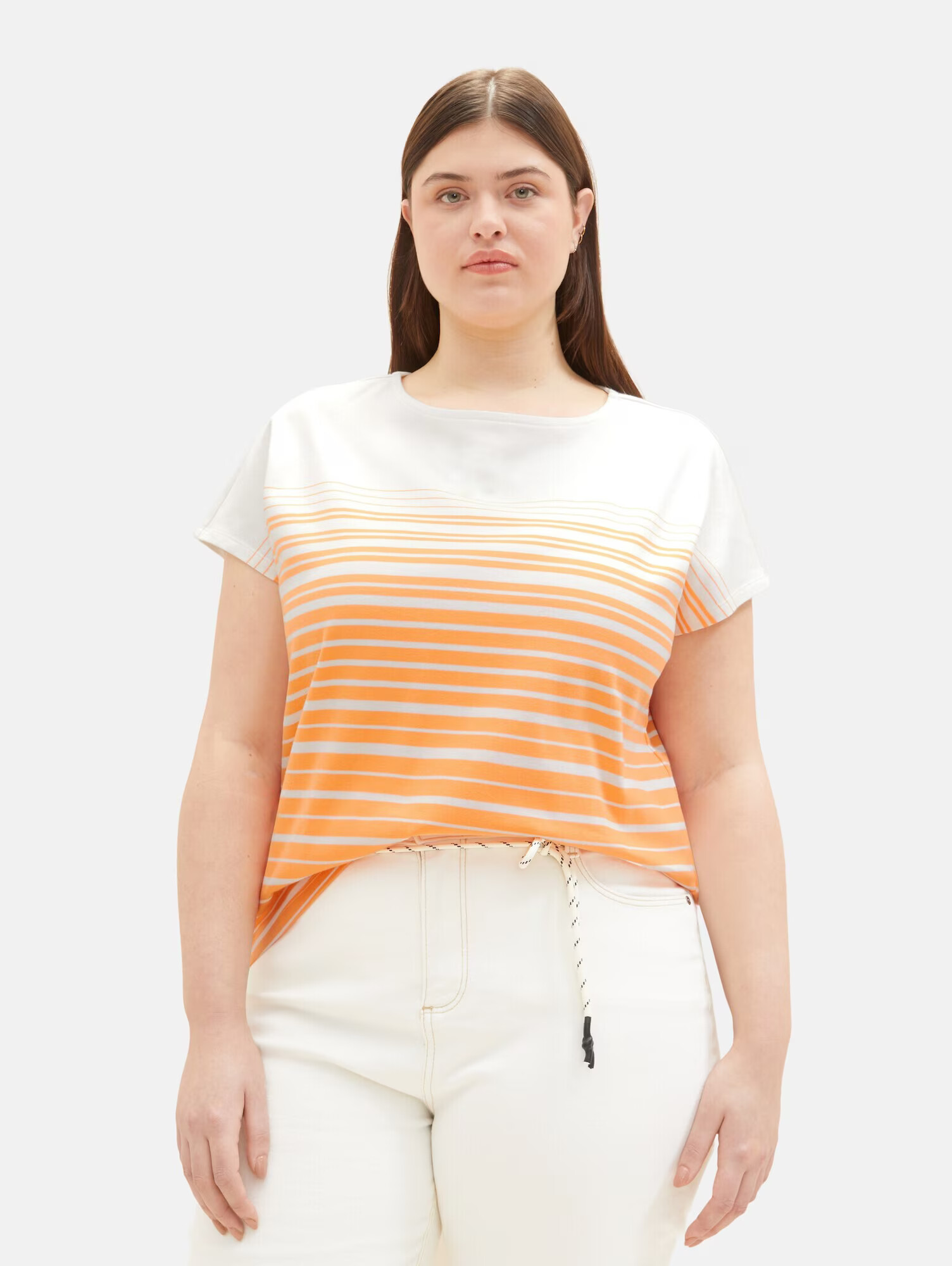 Tom Tailor Women + Tricou portocaliu / alb - Pled.ro