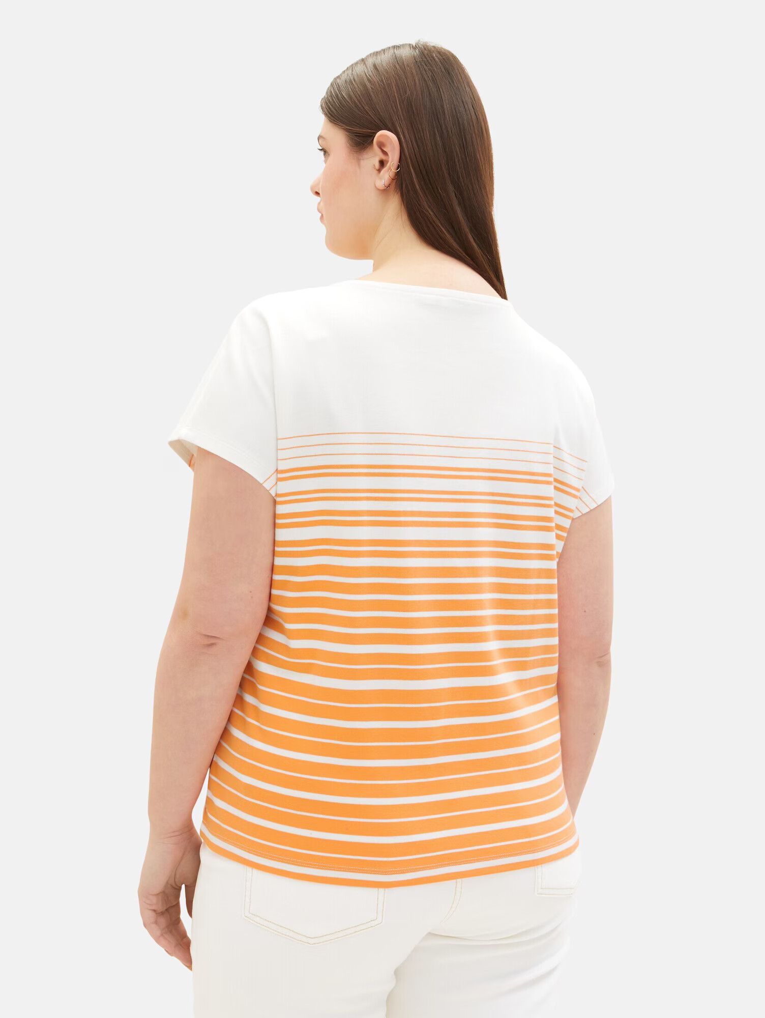 Tom Tailor Women + Tricou portocaliu / alb - Pled.ro