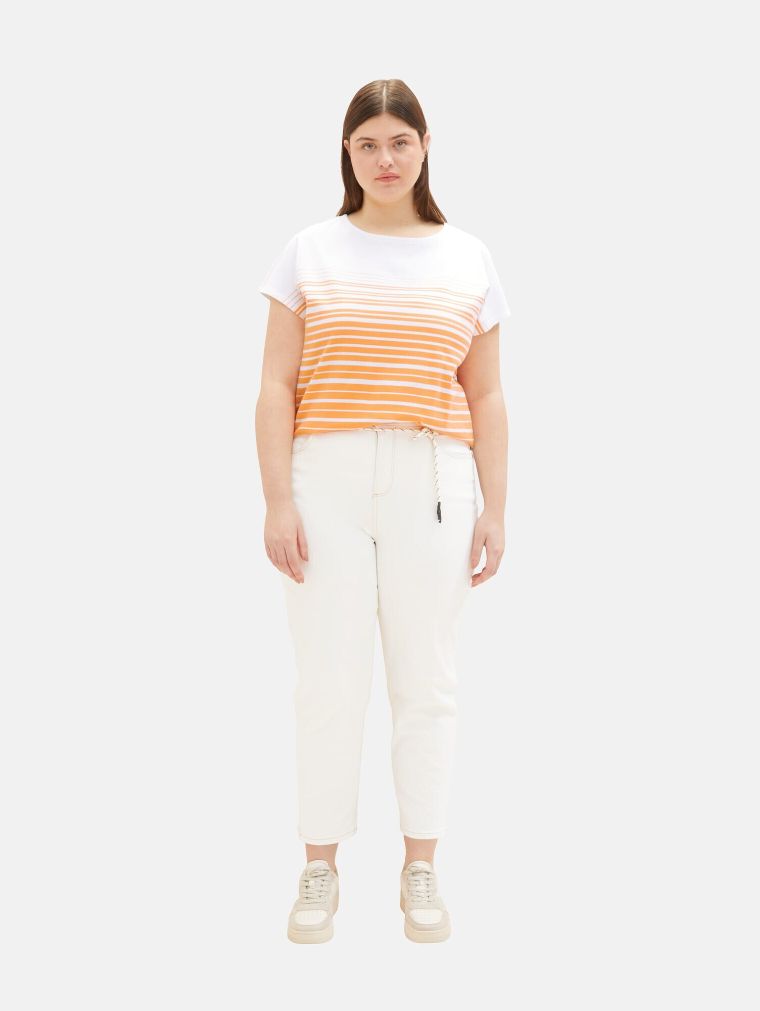 Tom Tailor Women + Tricou portocaliu / alb - Pled.ro