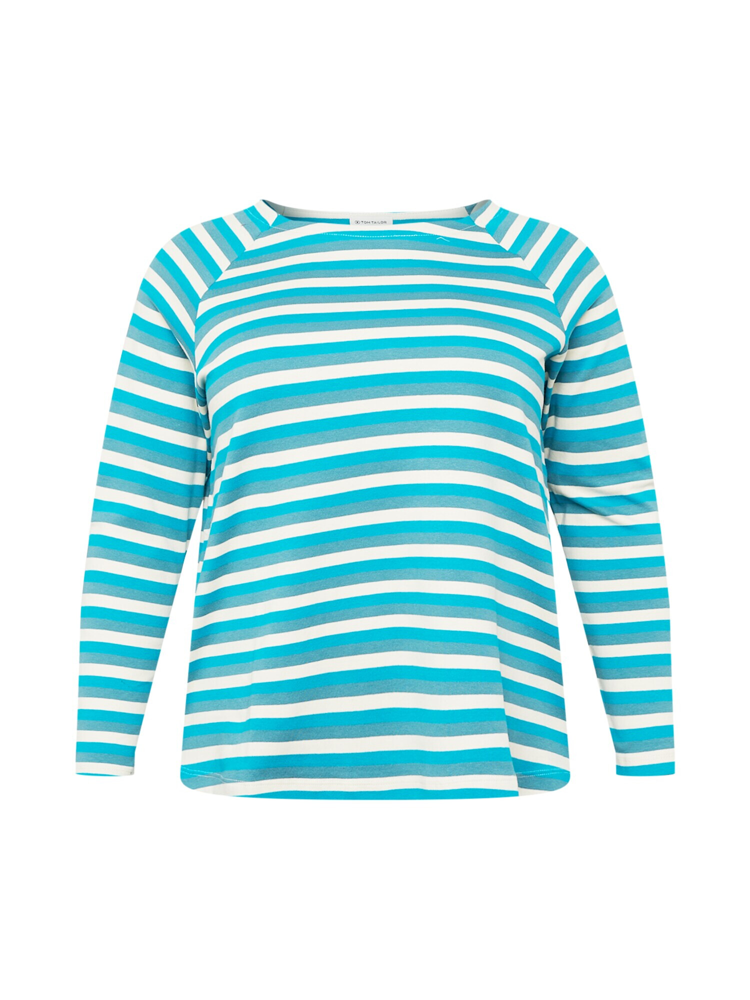 Tom Tailor Women + Tricou turcoaz / cyan / alb - Pled.ro