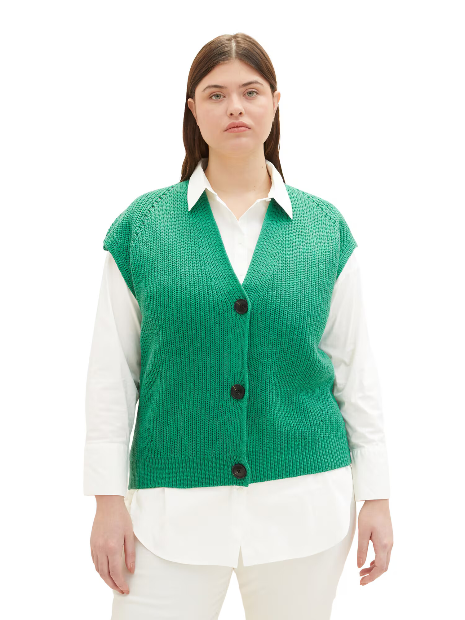 Tom Tailor Women + Vestă tricotată verde închis - Pled.ro