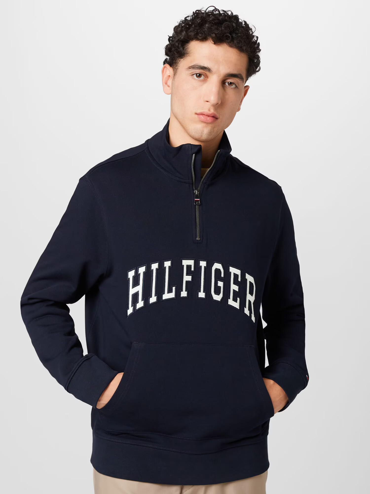 TOMMY HILFIGER Bluză de molton albastru noapte / alb - Pled.ro