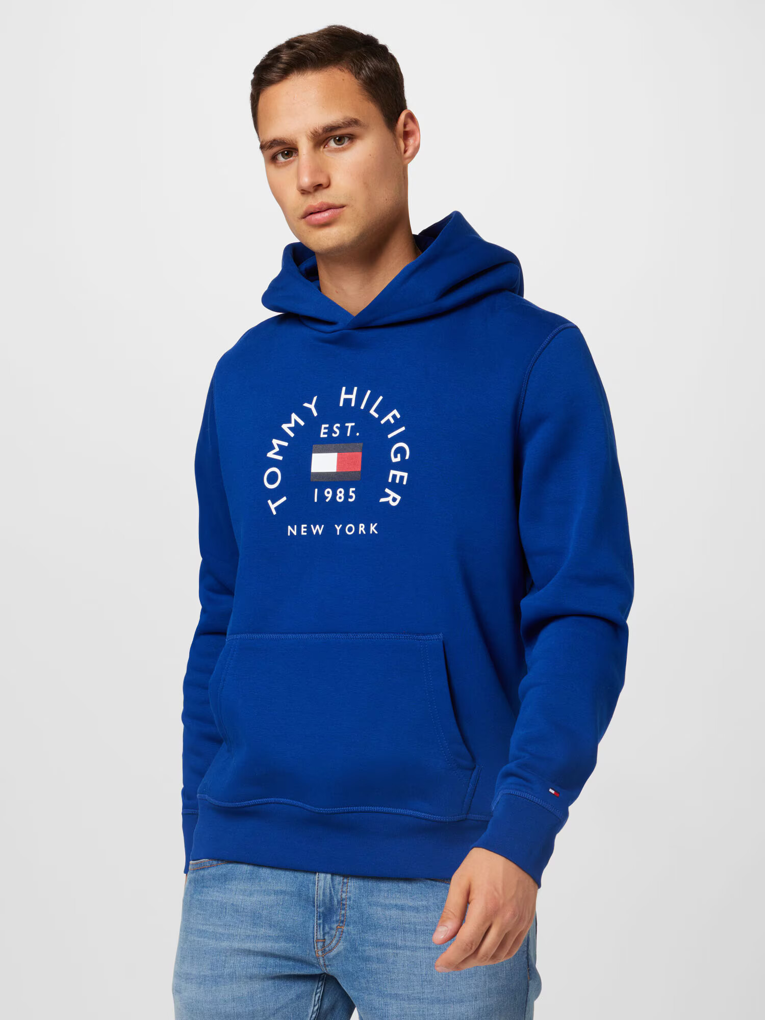 TOMMY HILFIGER Bluză de molton bleumarin / roșu rodie / alb - Pled.ro