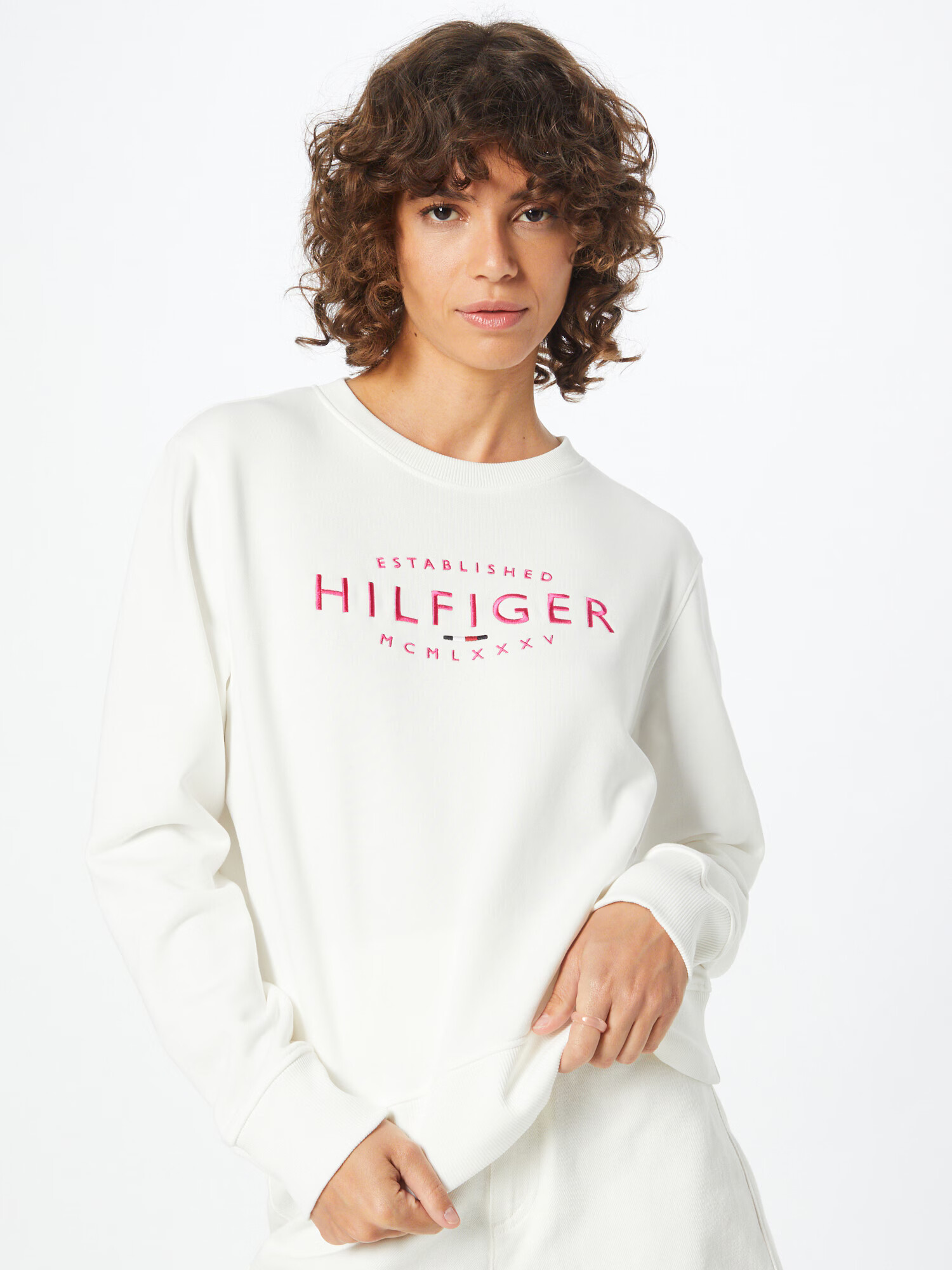 TOMMY HILFIGER Bluză de molton ecru / roșu - Pled.ro