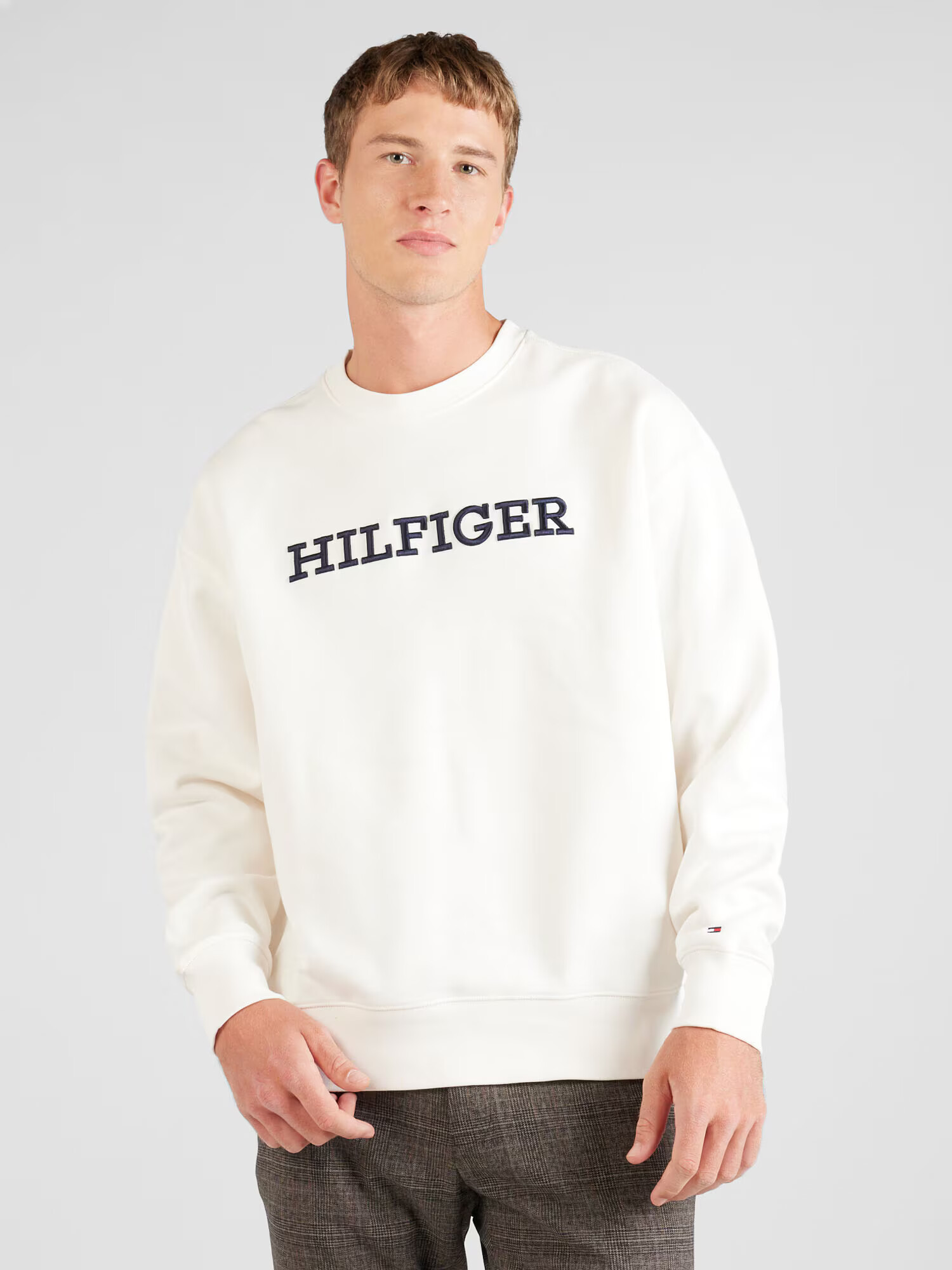 TOMMY HILFIGER Bluză de molton negru / alb - Pled.ro