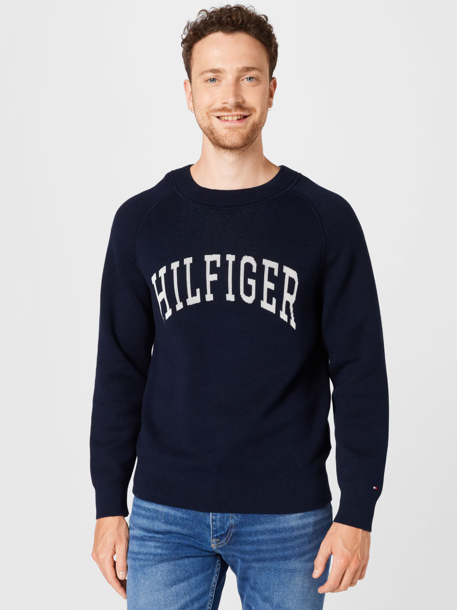 TOMMY HILFIGER Bluză de molton 'VARSITY' albastru închis / alb - Pled.ro