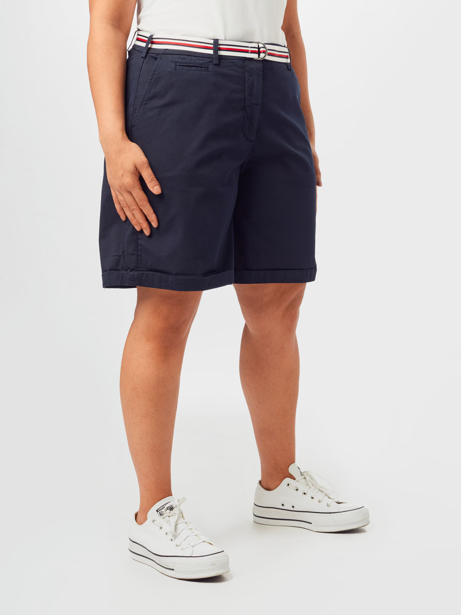 Tommy Hilfiger Curve Pantaloni eleganți albastru închis / roșu / alb - Pled.ro