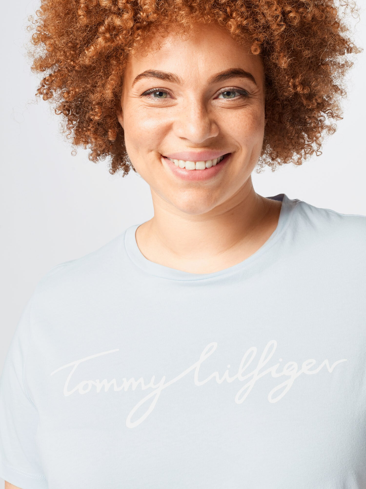 Tommy Hilfiger Curve Tricou albastru deschis / alb - Pled.ro