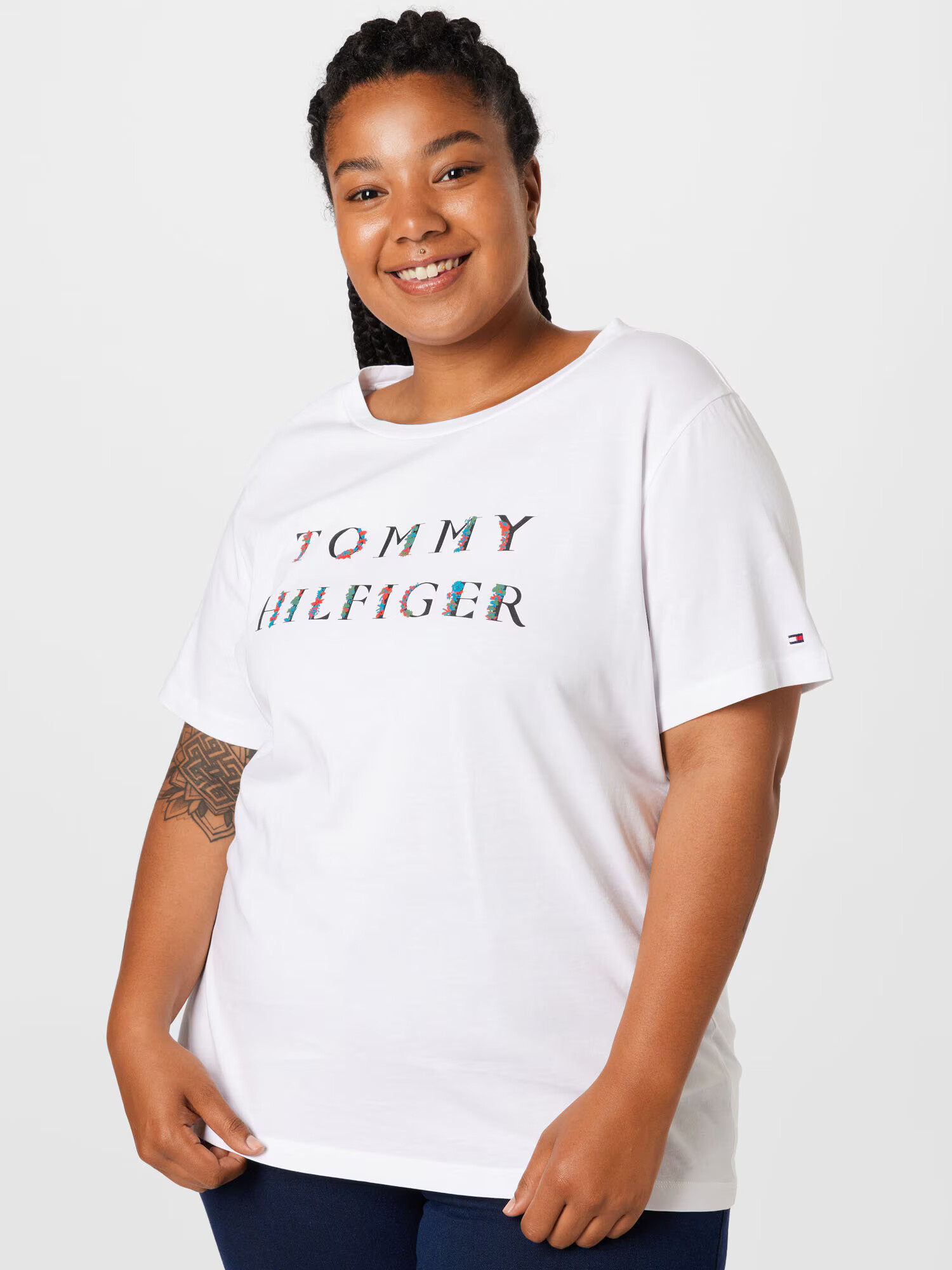 Tommy Hilfiger Curve Tricou albastru deschis / roșu deschis / negru / alb - Pled.ro