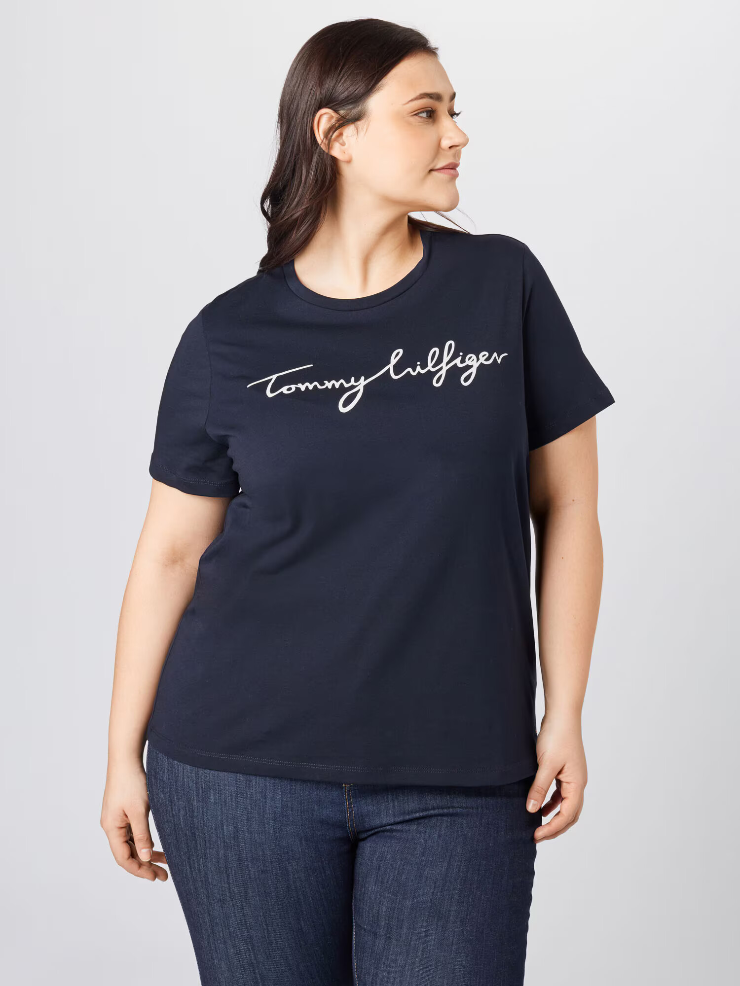 Tommy Hilfiger Curve Tricou albastru închis / alb - Pled.ro