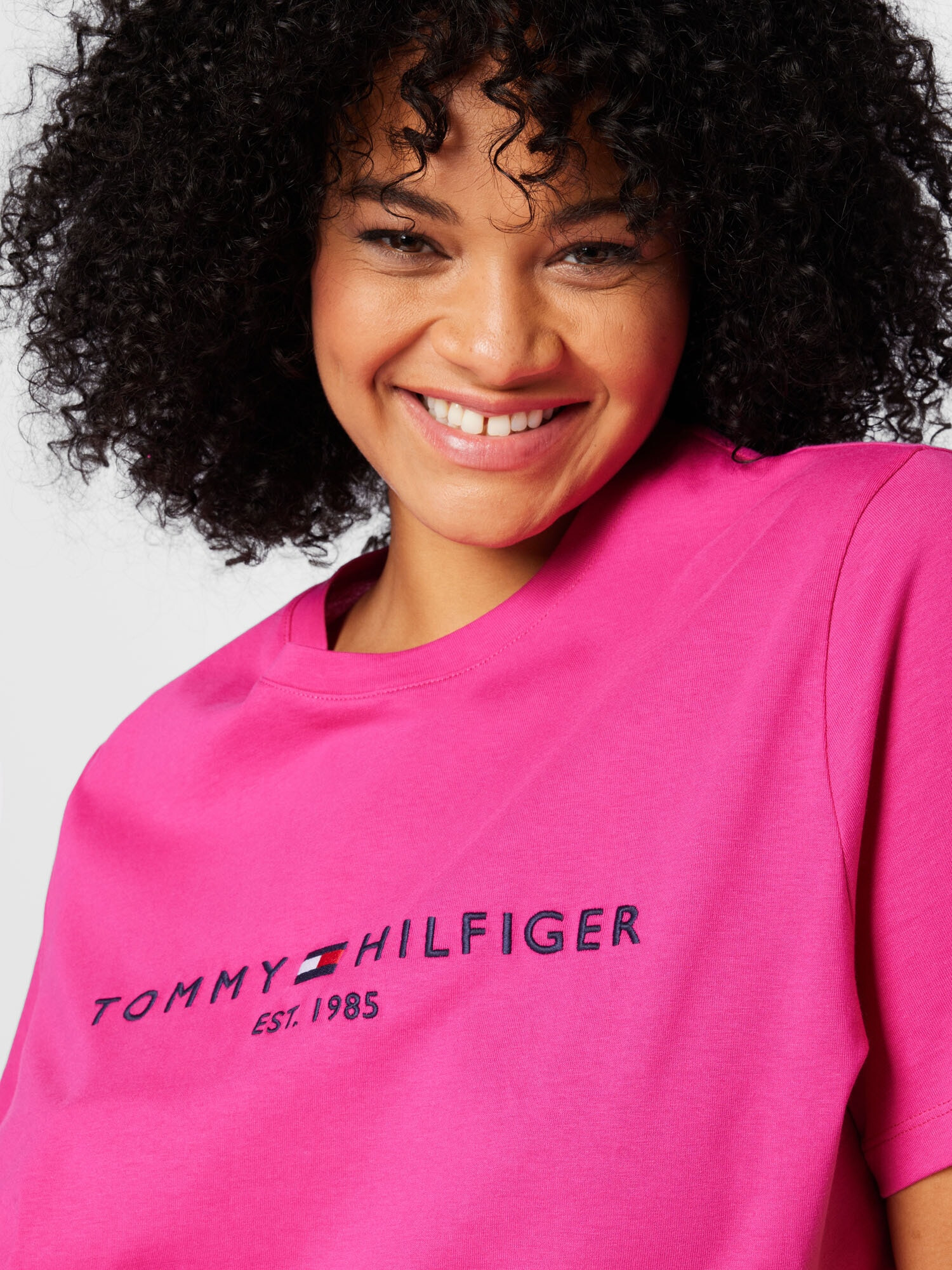 Tommy Hilfiger Curve Tricou albastru noapte / roz / alb - Pled.ro