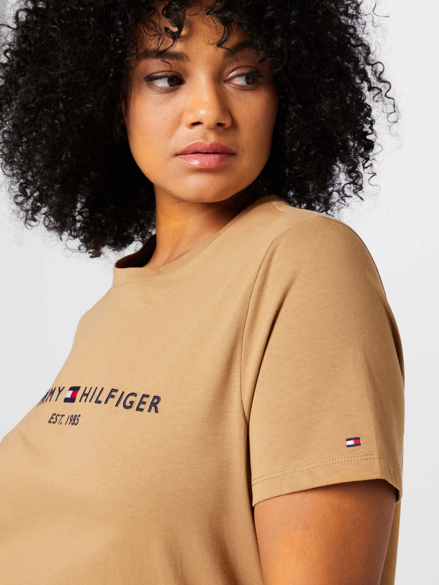 Tommy Hilfiger Curve Tricou bej / alb - Pled.ro