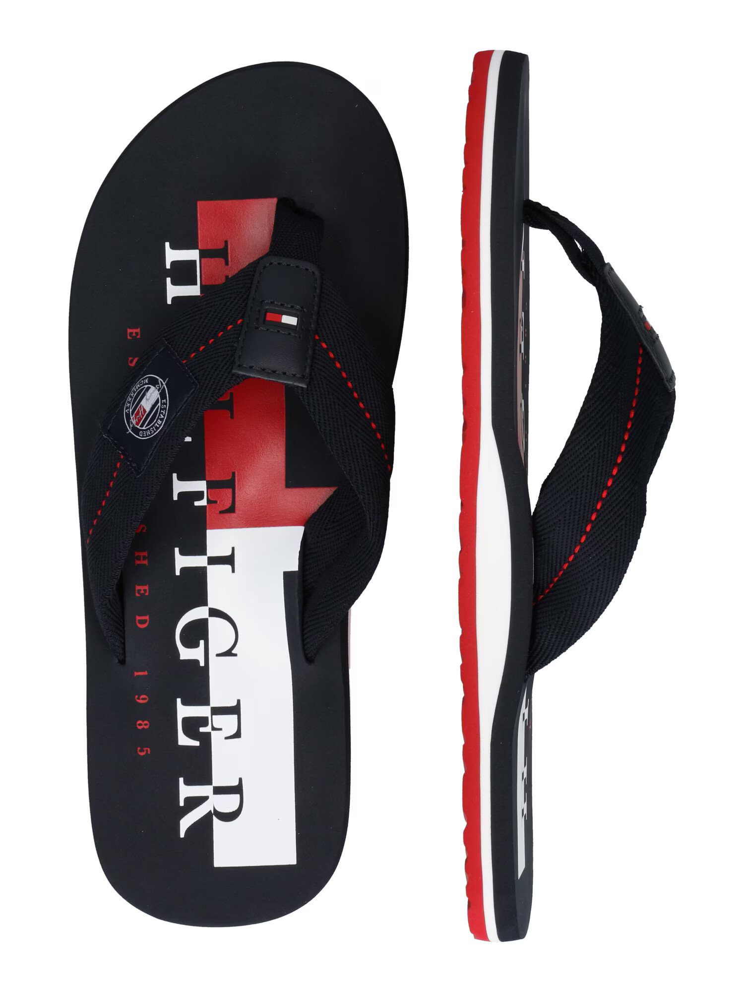 TOMMY HILFIGER Flip-flops albastru închis / roșu / alb - Pled.ro