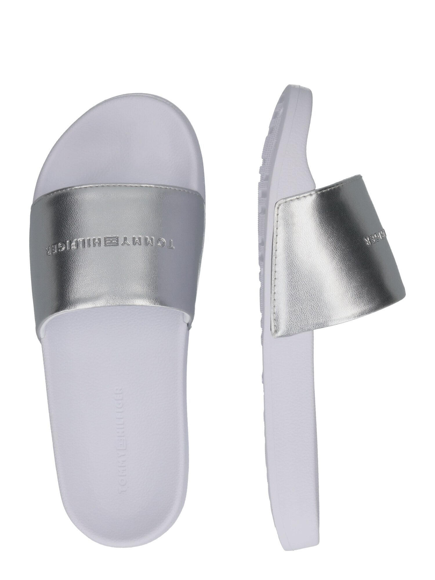 TOMMY HILFIGER Flip-flops argintiu / alb - Pled.ro