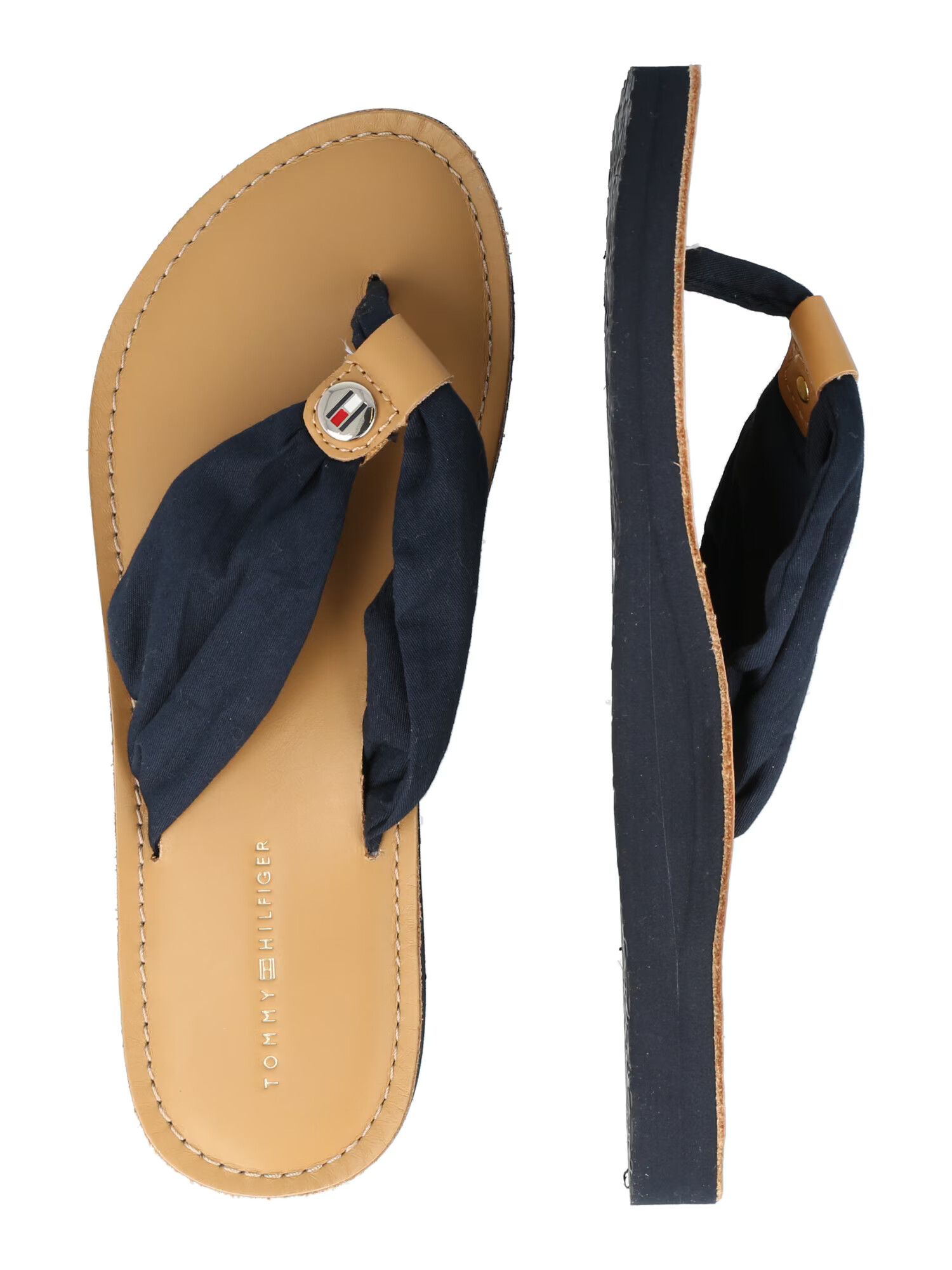 TOMMY HILFIGER Flip-flops bej deschis / albastru închis - Pled.ro