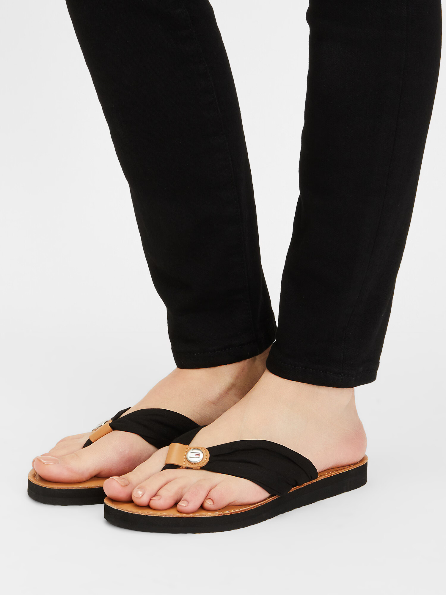 TOMMY HILFIGER Flip-flops bej deschis / negru - Pled.ro