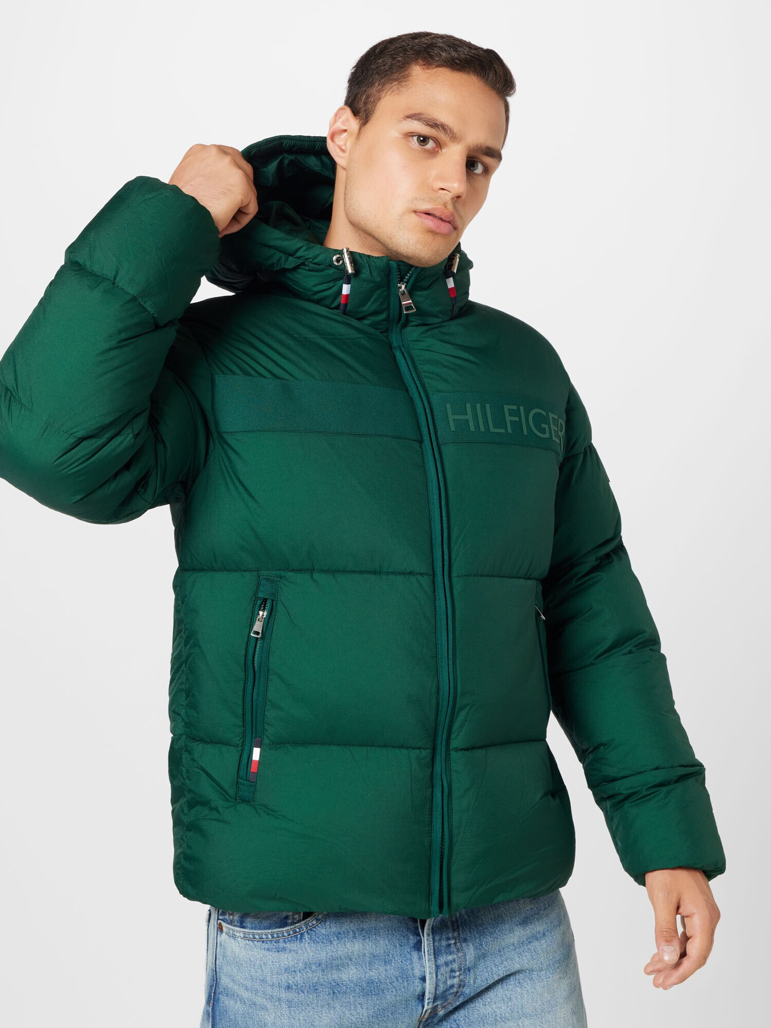 TOMMY HILFIGER Geacă de iarnă verde iarbă / roșu / alb - Pled.ro