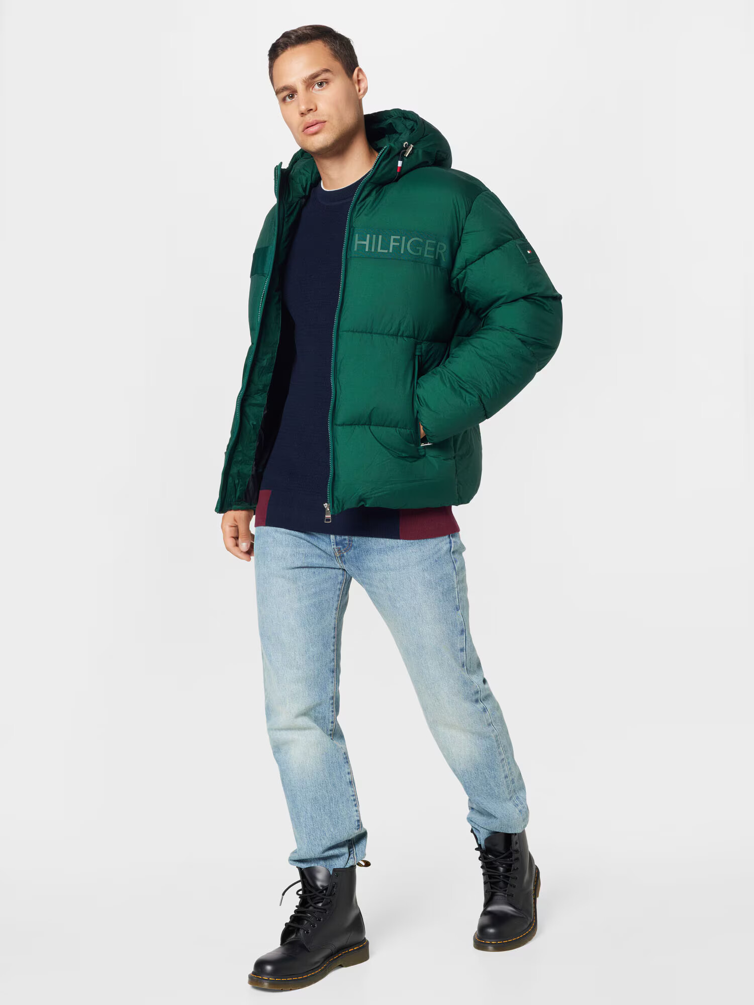 TOMMY HILFIGER Geacă de iarnă verde iarbă / roșu / alb - Pled.ro