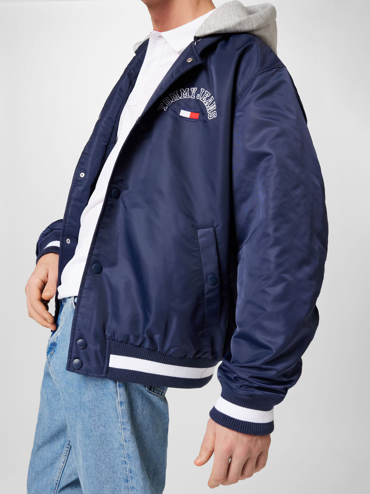 TOMMY HILFIGER Geacă de primăvară-toamnă bleumarin / gri deschis / roși aprins / alb - Pled.ro