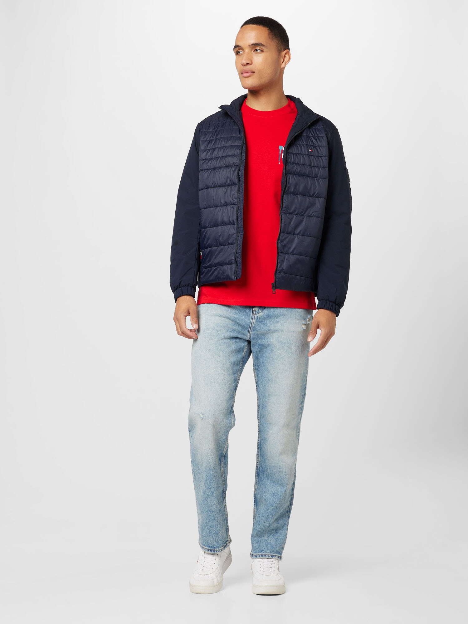 TOMMY HILFIGER Geacă de primăvară-toamnă bleumarin / roșu / alb - Pled.ro