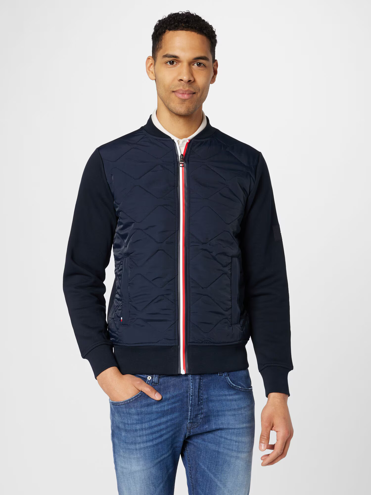 TOMMY HILFIGER Geacă de primăvară-toamnă bleumarin / roșu / alb - Pled.ro