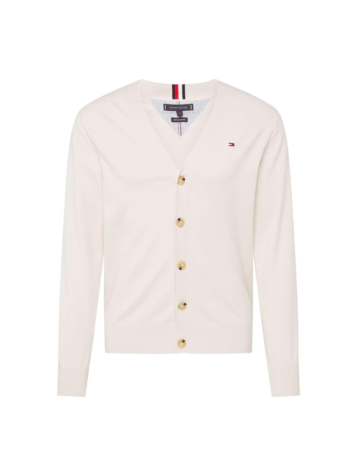 TOMMY HILFIGER Geacă tricotată alb lână - Pled.ro