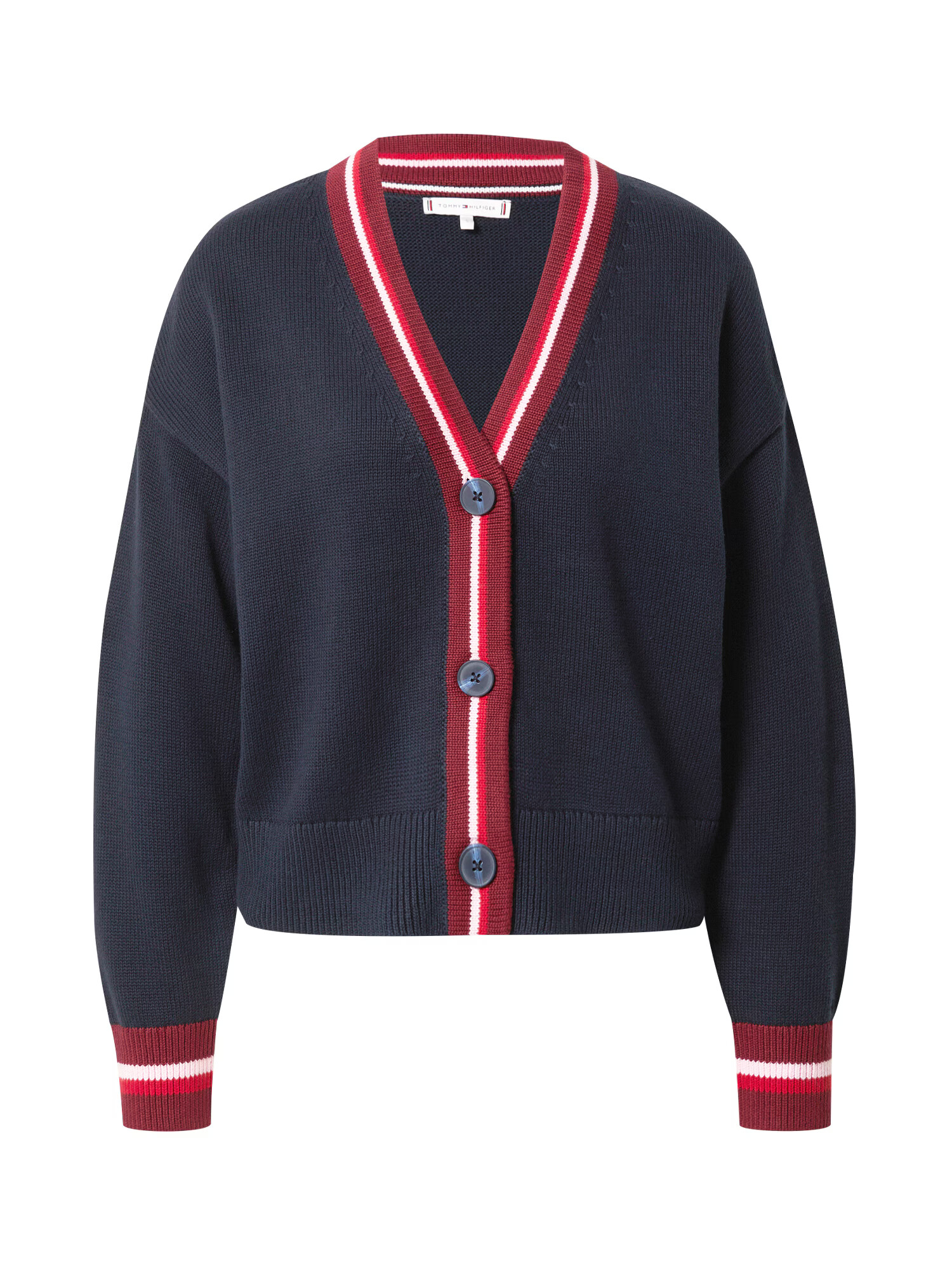 TOMMY HILFIGER Geacă tricotată albastru marin / roșu bordeaux / roşu închis / alb - Pled.ro