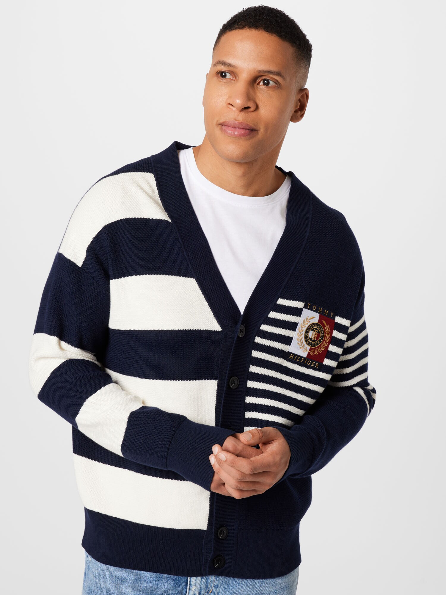 TOMMY HILFIGER Geacă tricotată bleumarin / auriu / roși aprins / alb - Pled.ro