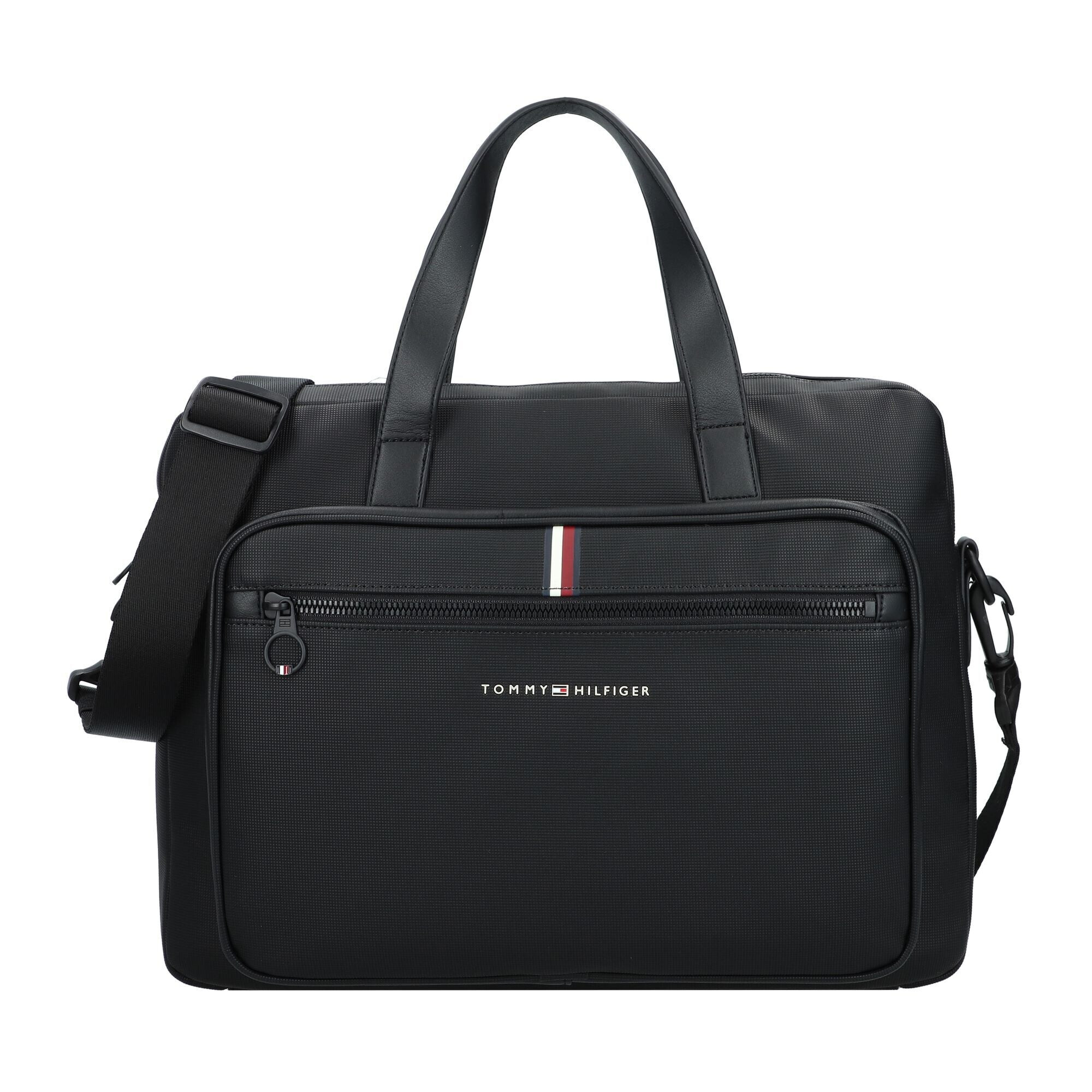 TOMMY HILFIGER Geantă laptop 'Essential' negru / alb - Pled.ro