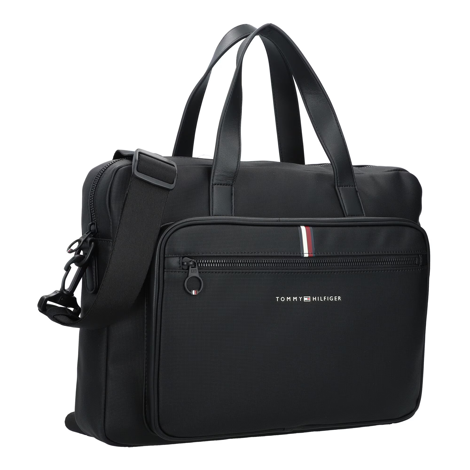 TOMMY HILFIGER Geantă laptop 'Essential' negru / alb - Pled.ro