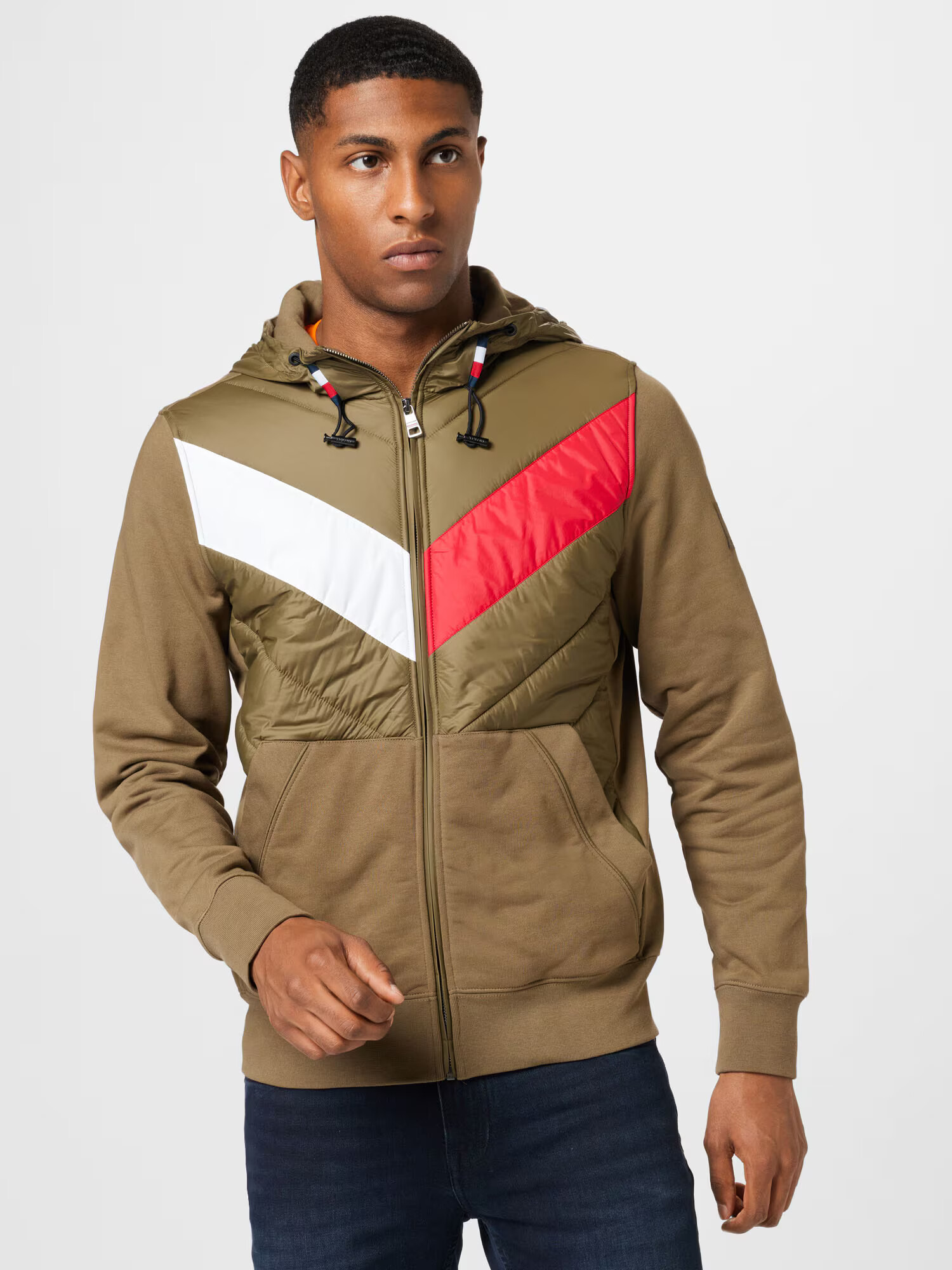 TOMMY HILFIGER Hanorac oliv / roșu / alb - Pled.ro