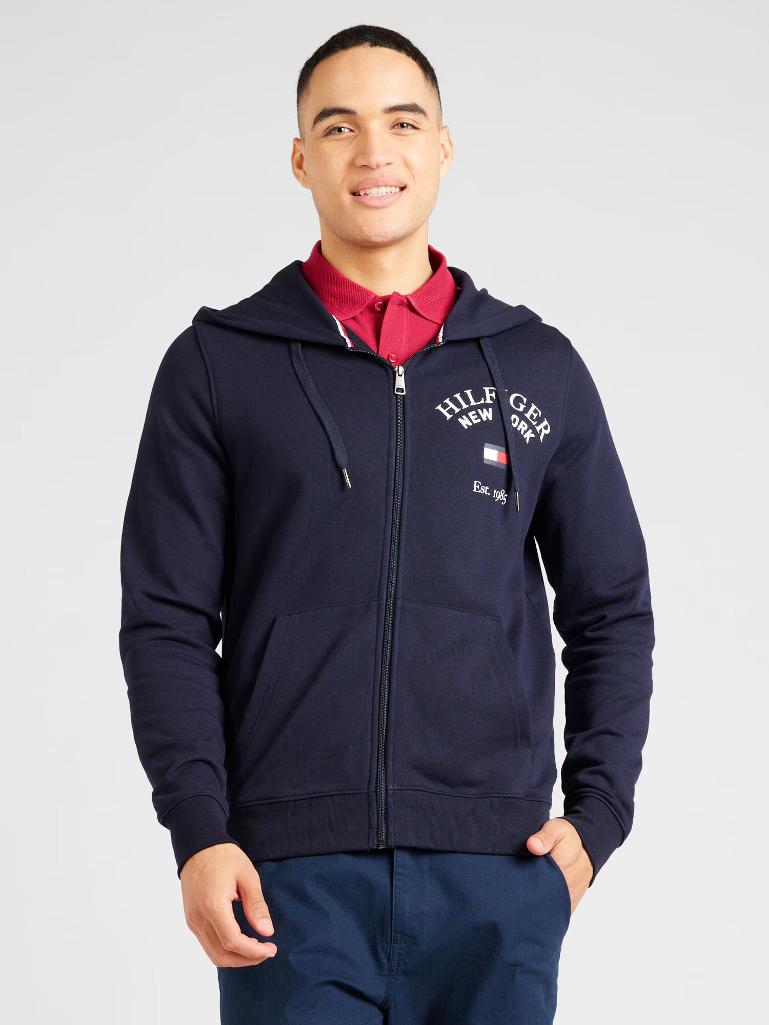 TOMMY HILFIGER Hanorac 'Varsity Arched' albastru noapte / roșu / alb - Pled.ro